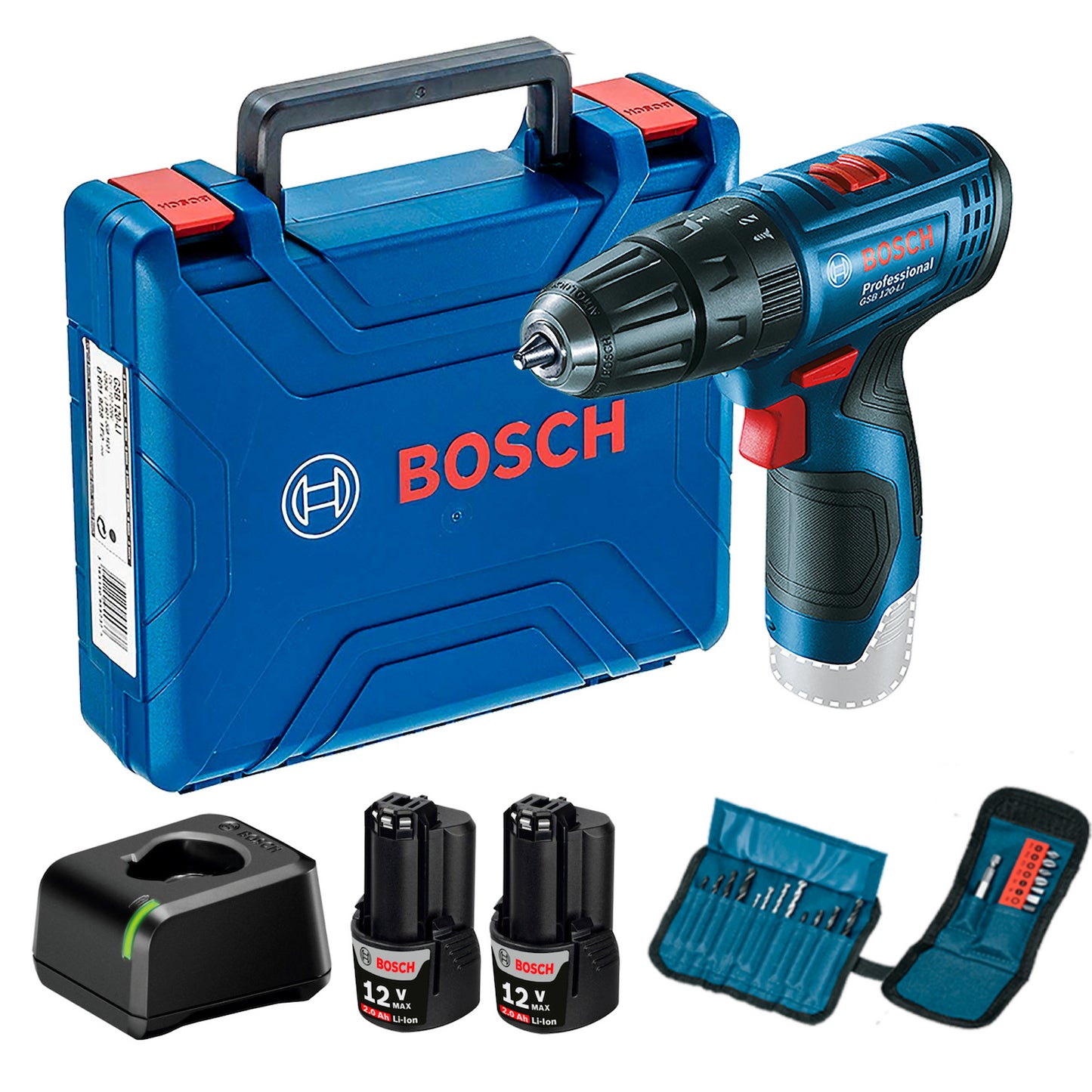 Taladro percutor Bosch GSB 120-LI 2 baterias y maletín