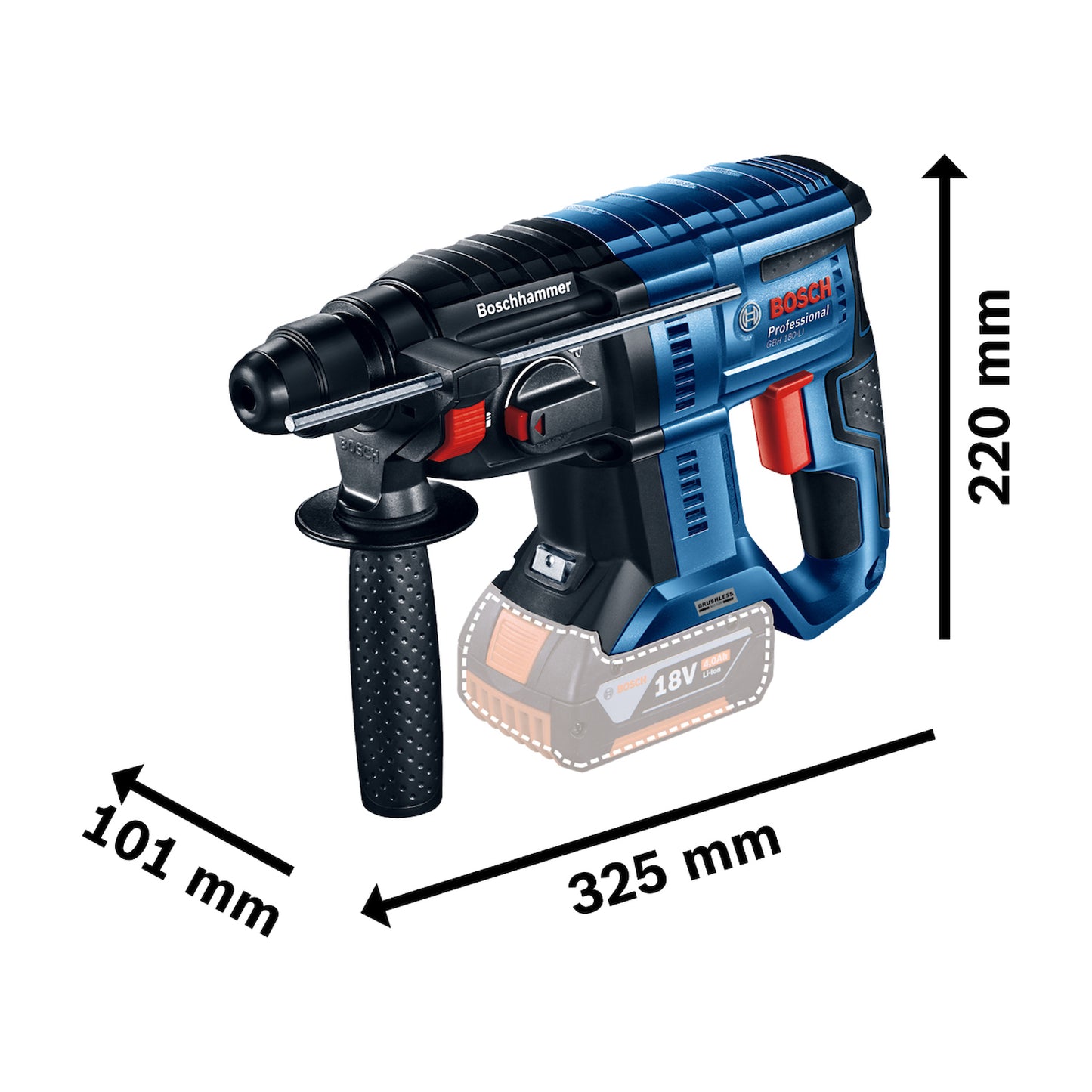 Rotomartillo inalámbrico Bosch GBH 180-LI 18V SB en maletín