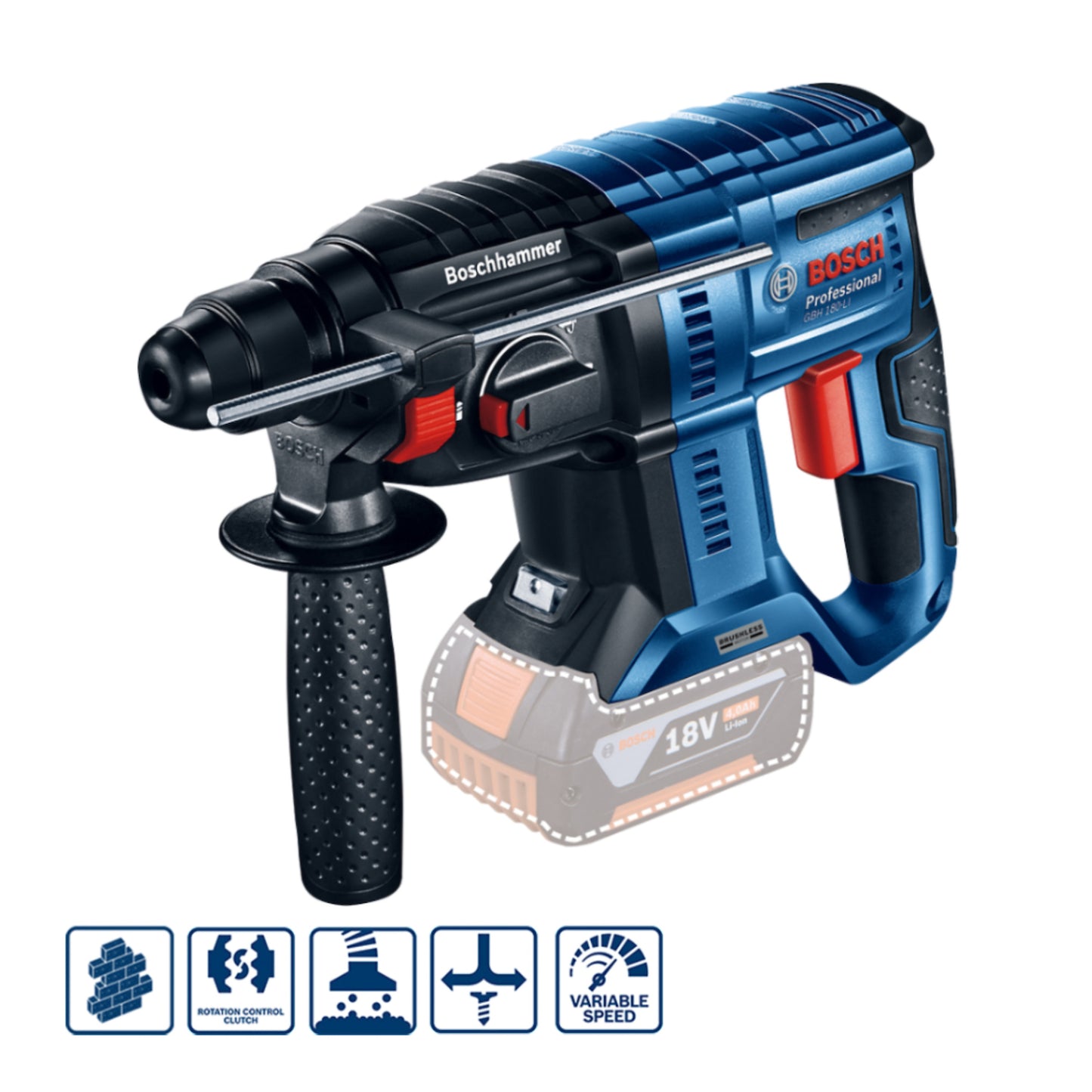 Rotomartillo inalámbrico Bosch GBH 180-LI 18V SB Brushless