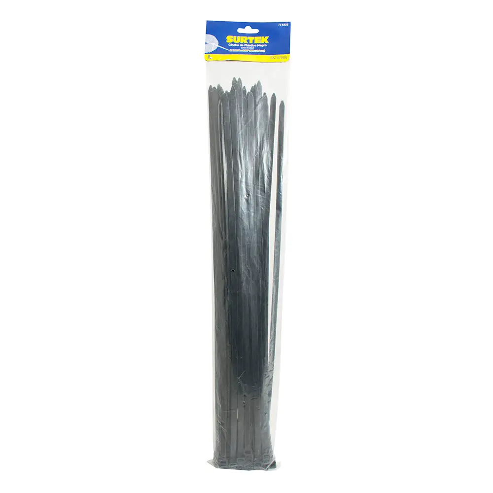 114219 Amarre plástico 4.8 X 500 mm 27 kg 25 piezas, color negro