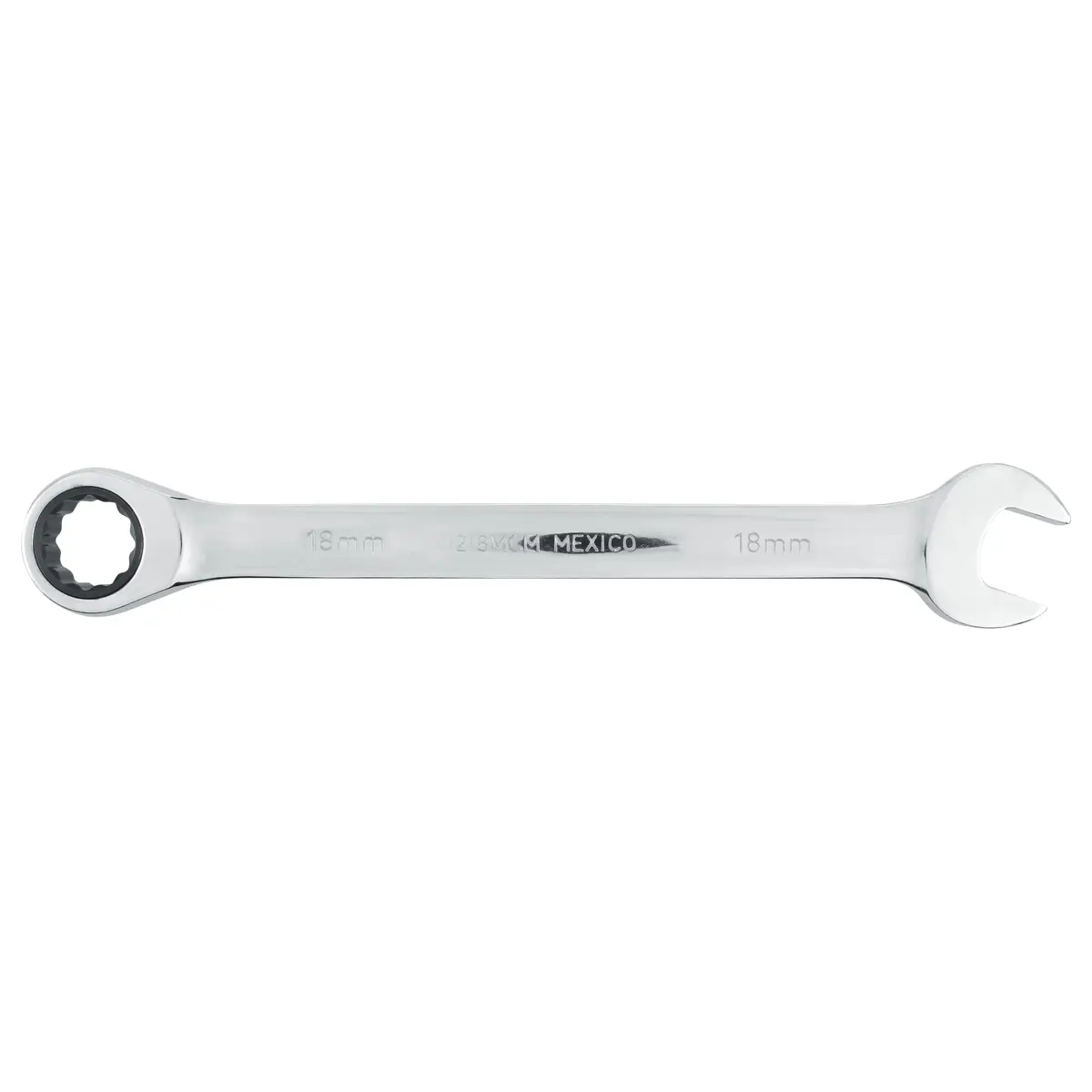 1218MCM Llave combinada pulido espejo ratchet 18 mm, uso pesado