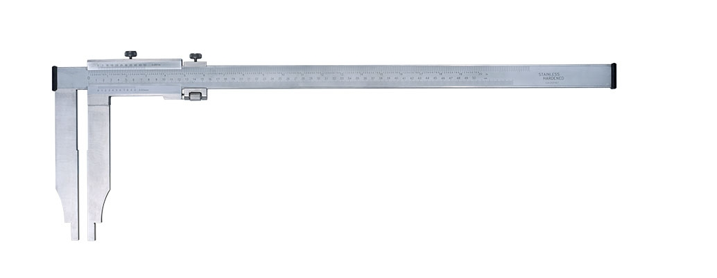 311-20-6 Calibrador vernier de mandíbula larga 200 mm, mono block 0 - 500 mm, pie de rey acero inox