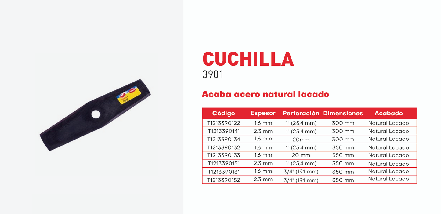 T1213390132 Cuchilla para guadaña 350 X 1.6 X 25.4 mm lacada Herragro
