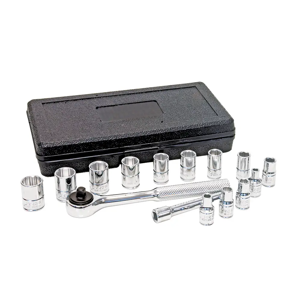 4700PM Juego de copas y accesorios cuadrante 1/4" 15 piezas 4 a 13 mm - 1/4" a 1/2", uso pesado, Urrea
