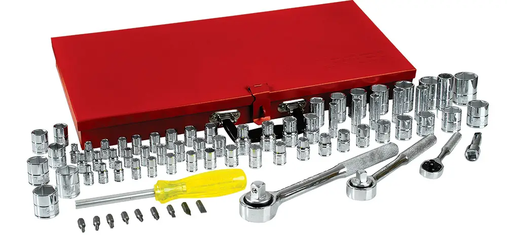 475254 Juego de copas y accesorios cuadrante 1/4" 3/8" y 1/2" mixto 76 piezas