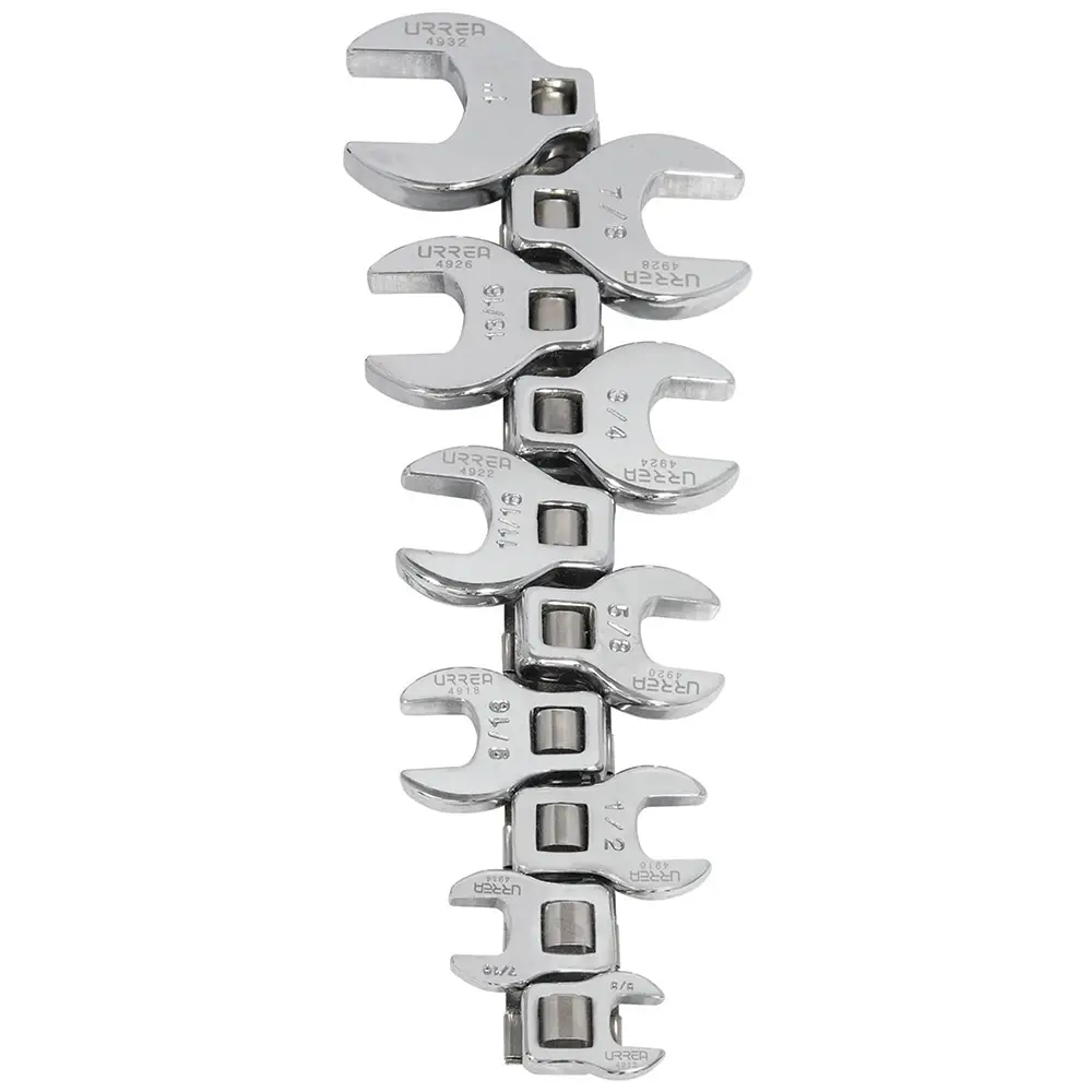 4900-10 Juego de llaves pata de cuervo cuadrante 3/8" 10 piezas 3/8" a 1", uso industrial, Urrea