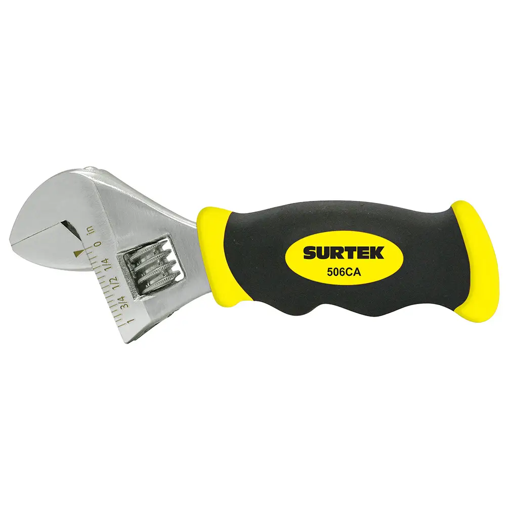 506CA Llave ajustable cromada corta 6" mango con Rubber Grip