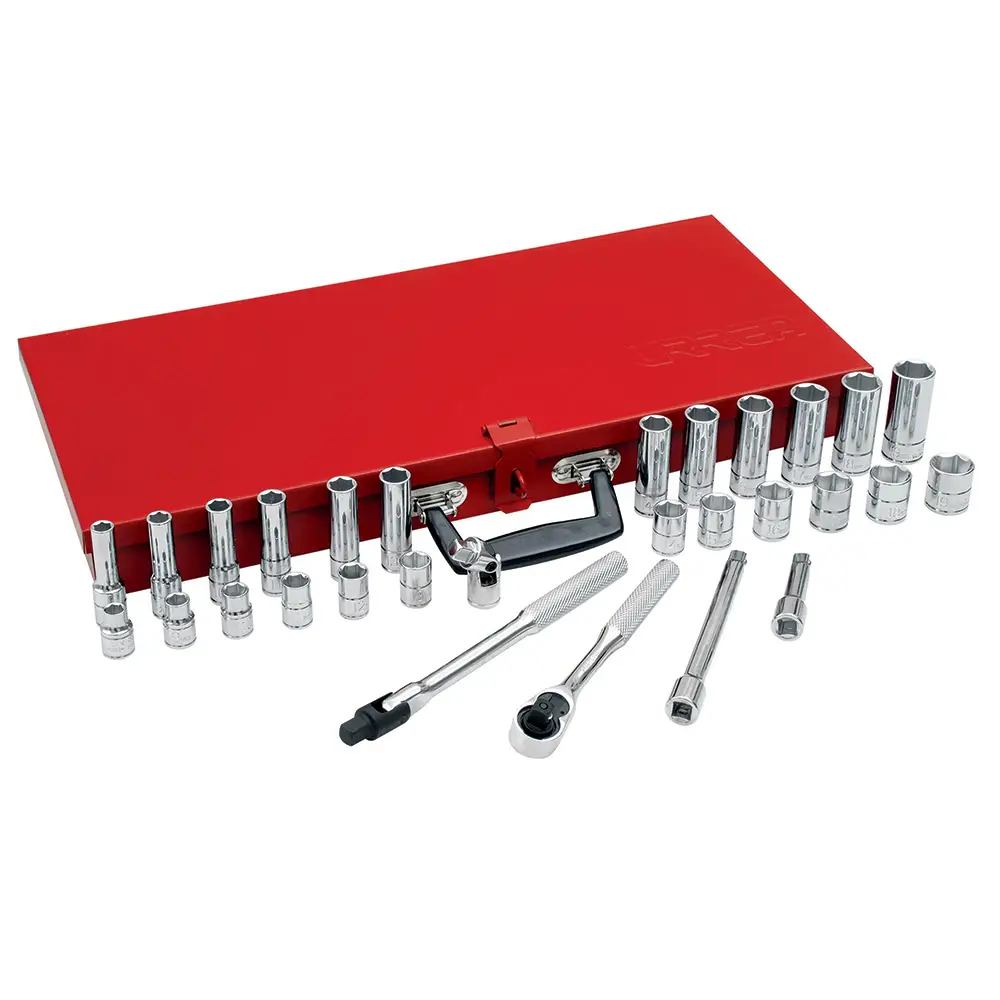 52220 Juego de copas y accesorios cuadrante 3/8" métrico 30 piezas