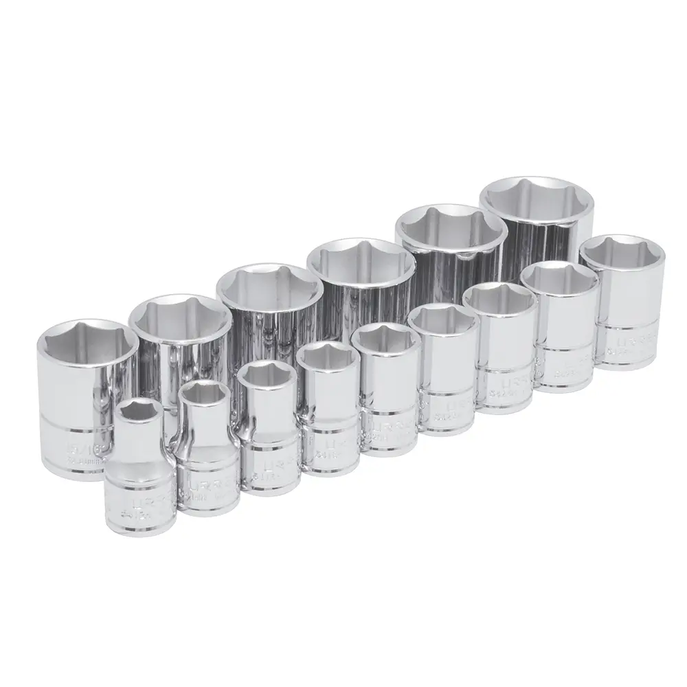 54110 Juego de copas 6 pt cuadrante 1/2" 15 piezas 3/8" a 1-1/4", uso pesado, Urrea