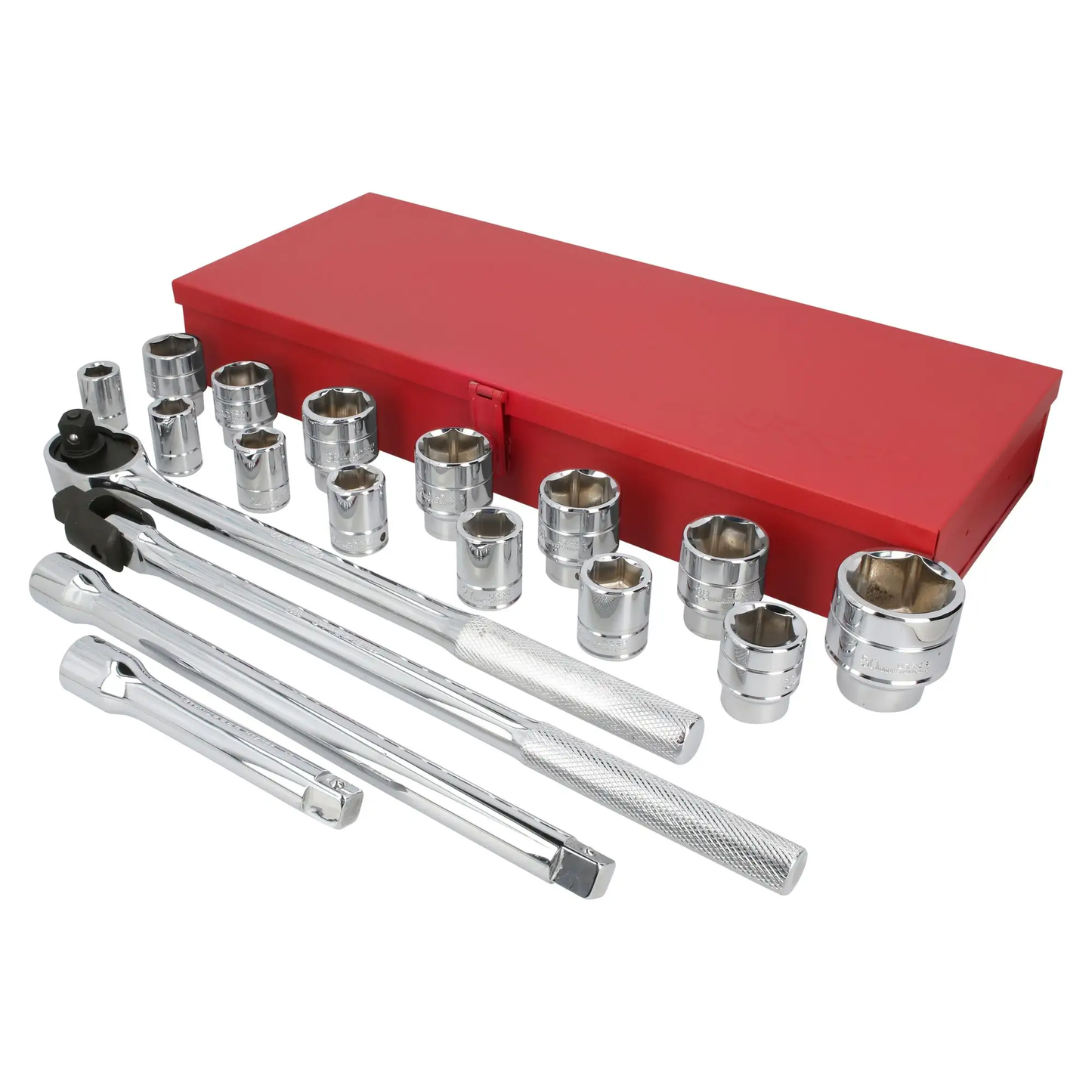 55200 Juego de copas y accesorios cuadrante 3/4" 20 piezas 24 a 46 mm, uso pesado, Urrea
