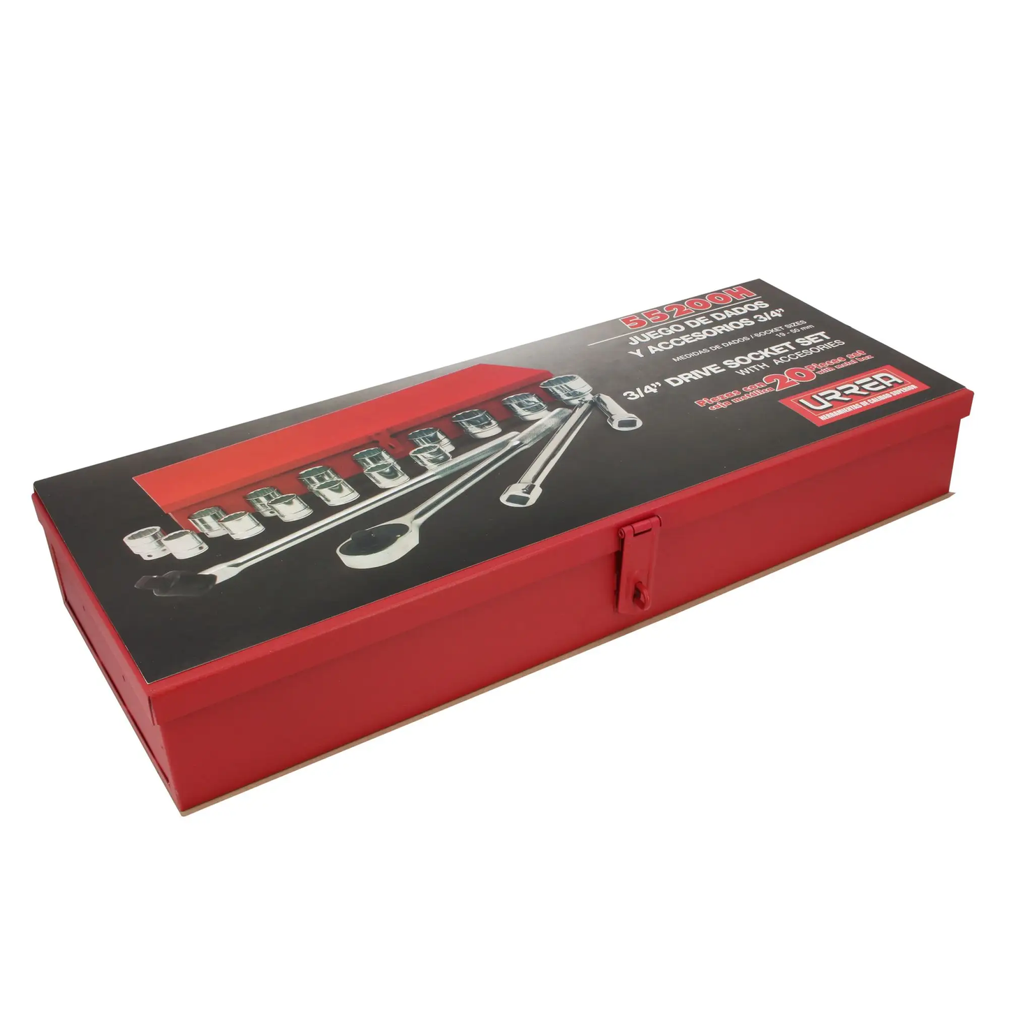 55200H Juego de dados 3/4" 20 piezas 19 a 50 mm, uso pesado, Urrea