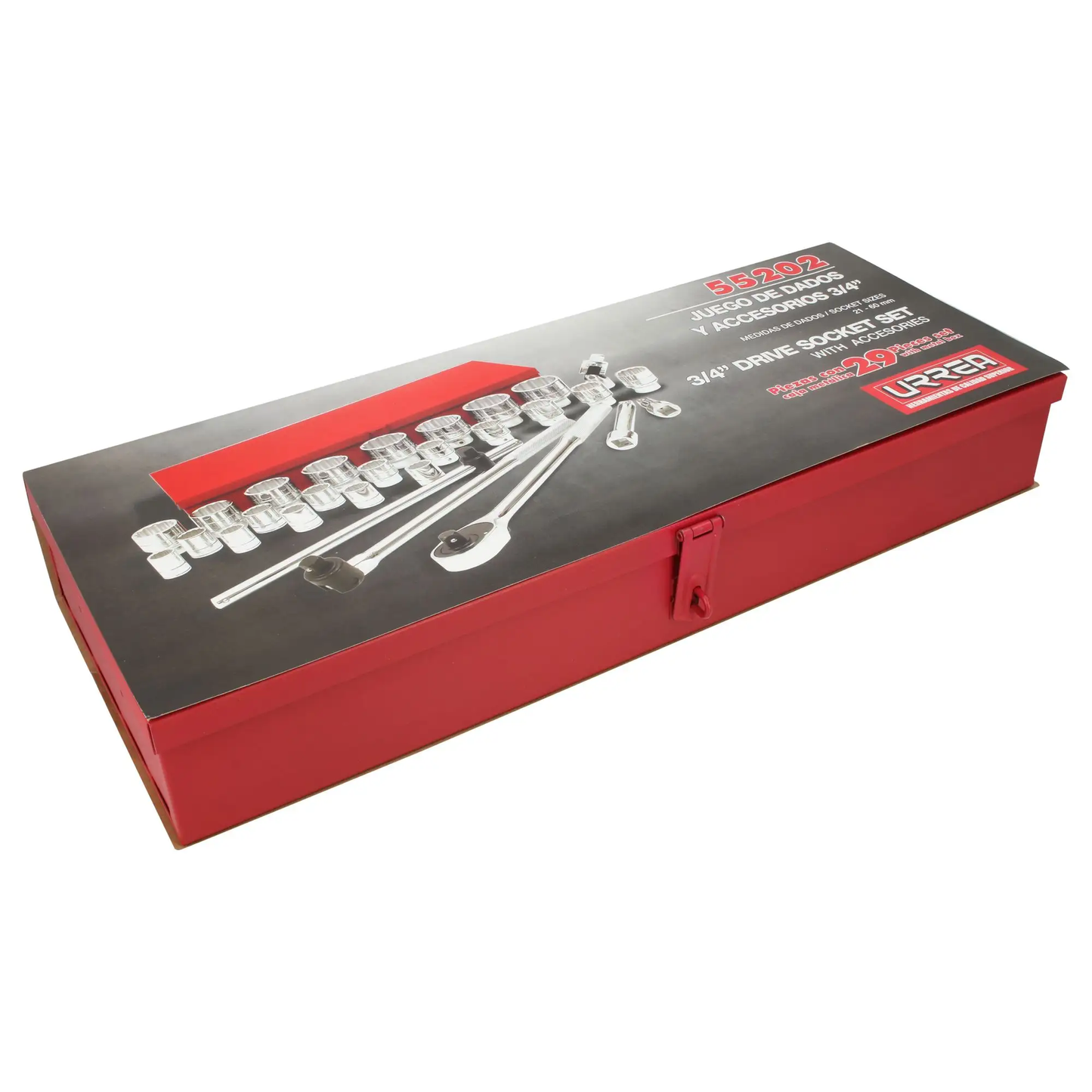 55202 Juego de dados 12 pt cuadrante 3/4" 29 piezas, uso pesado, Urrea