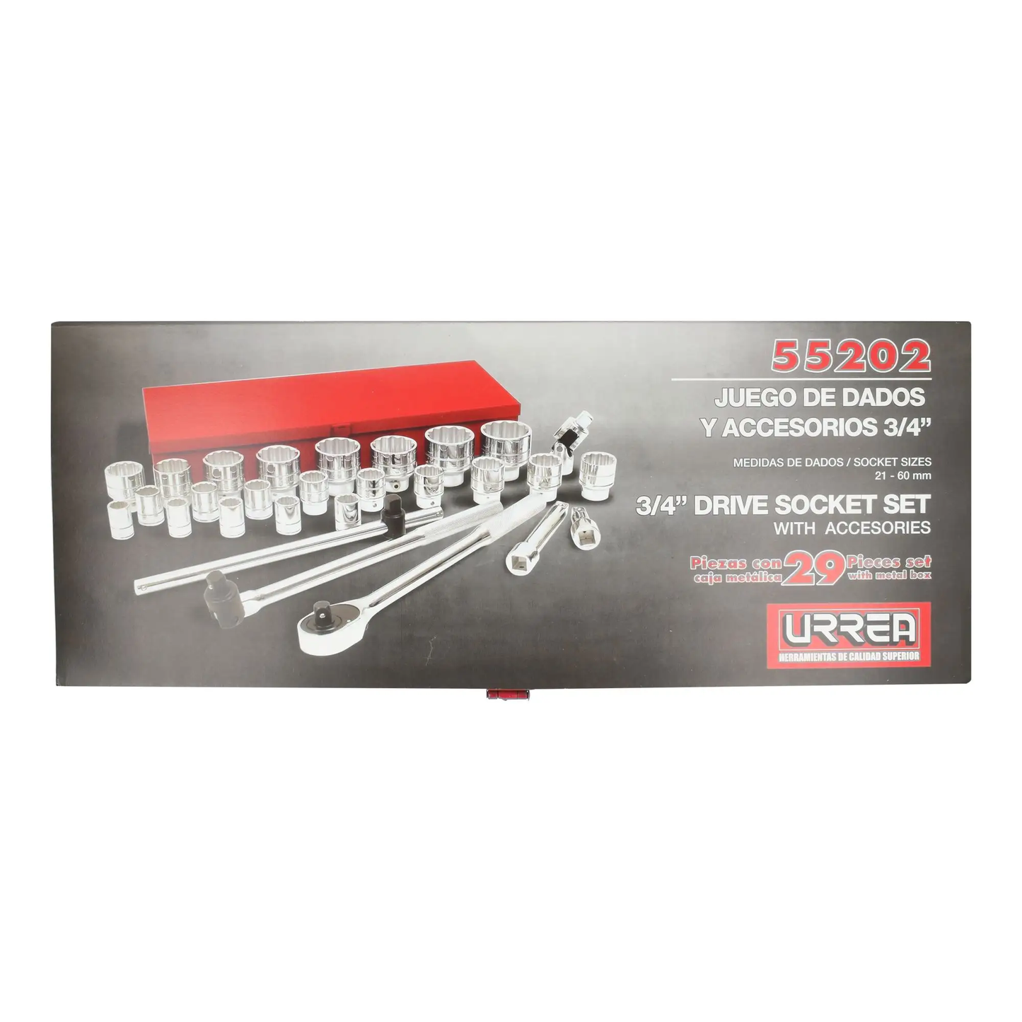 55202 Juego de dados 12 pt cuadrante 3/4" 29 piezas, uso pesado, Urrea