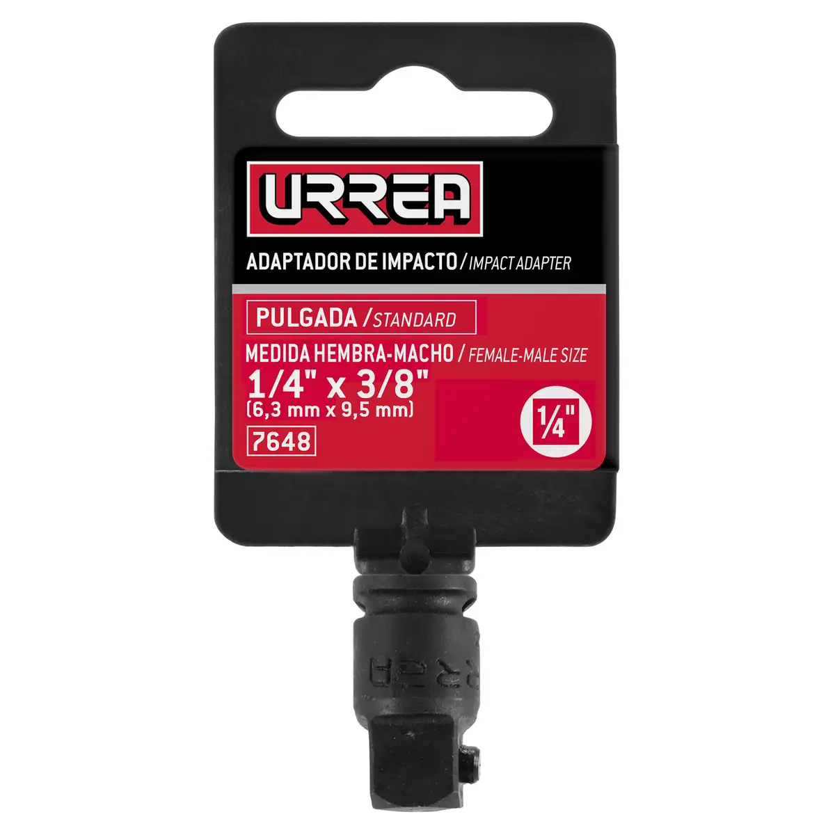 7648 Adaptador de impacto para copas 1/4" hembra a 3/8" macho, uso pesado, Urrea