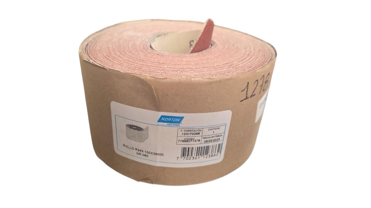 77696071278 Tela esmeril 4" X 25 m óxido de aluminio grano 80 R243