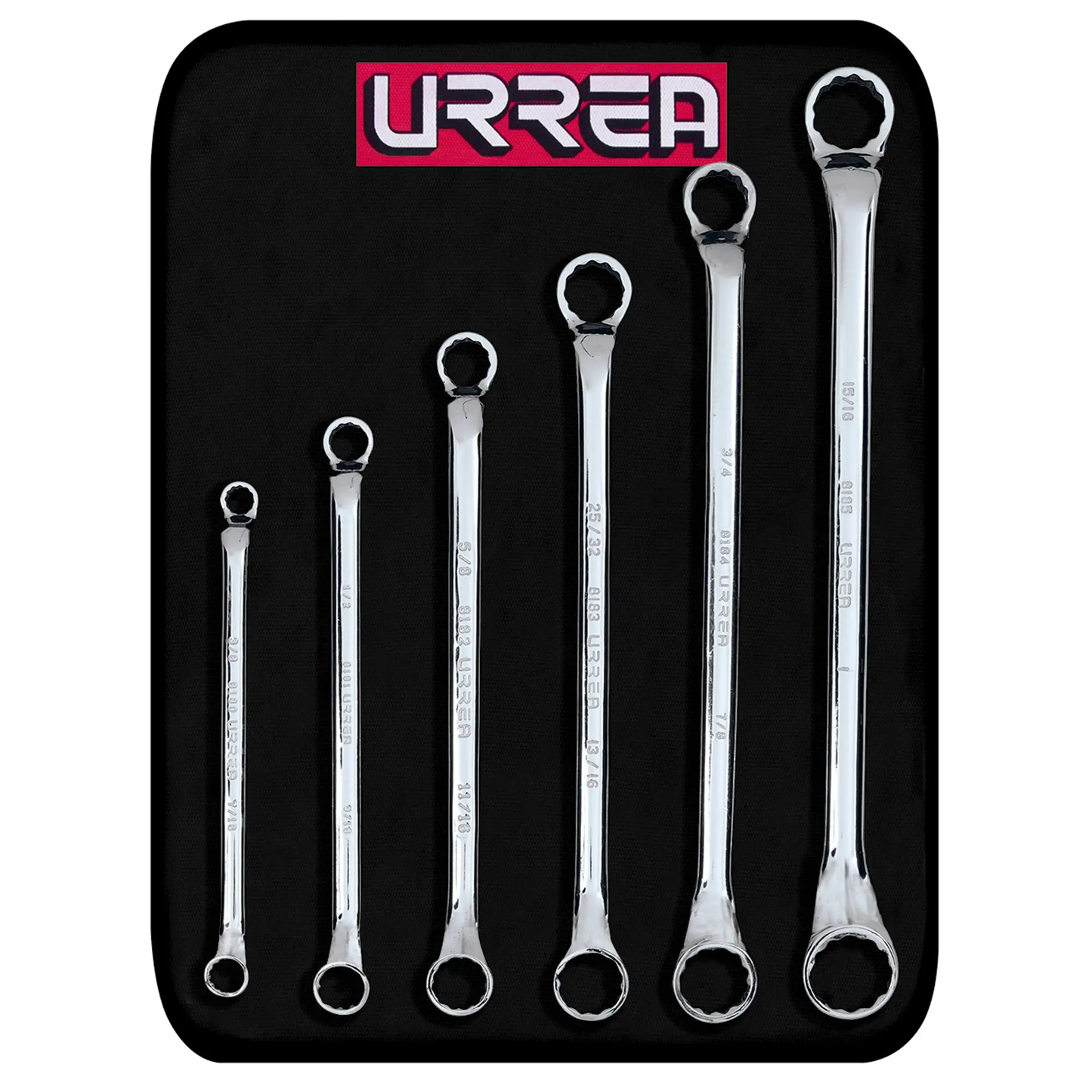 8100C Juego de llaves estriadas acodadas 45° 6 piezas 3/8" a 1", uso pesado, Urrea