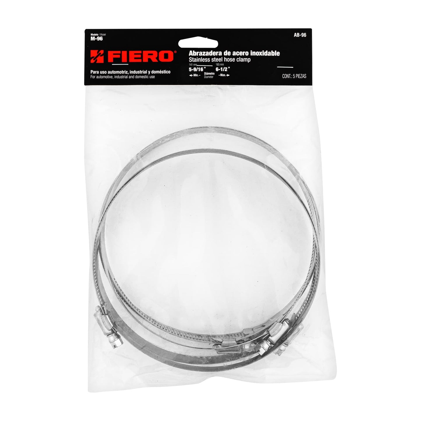 AB-96 Abrazadera reforzada, acero inox #96, 5-9/16"-6-1/2", 5 pzas