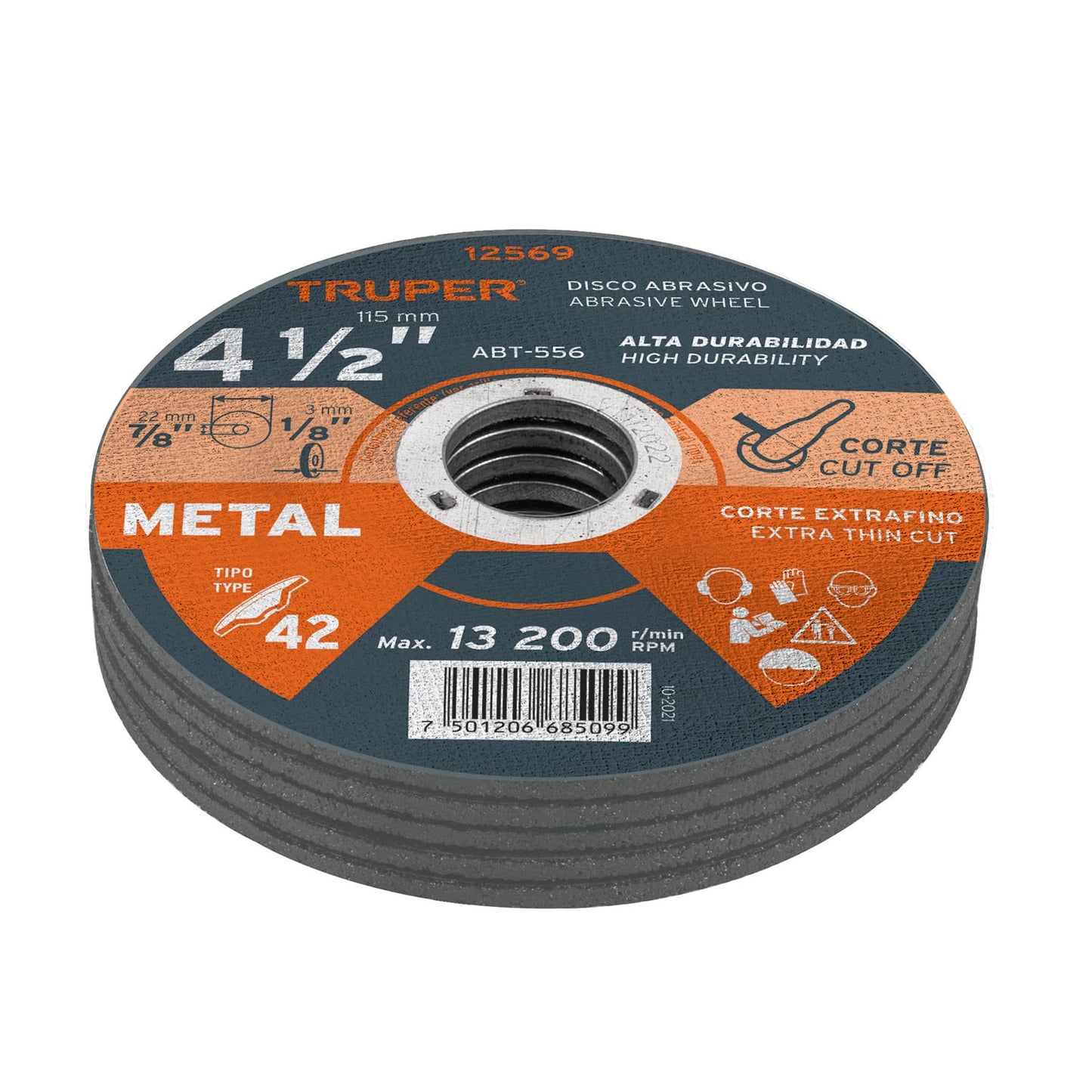 ABT-556 Disco para corte de metal, tipo 42, diámetro 4-1/2"