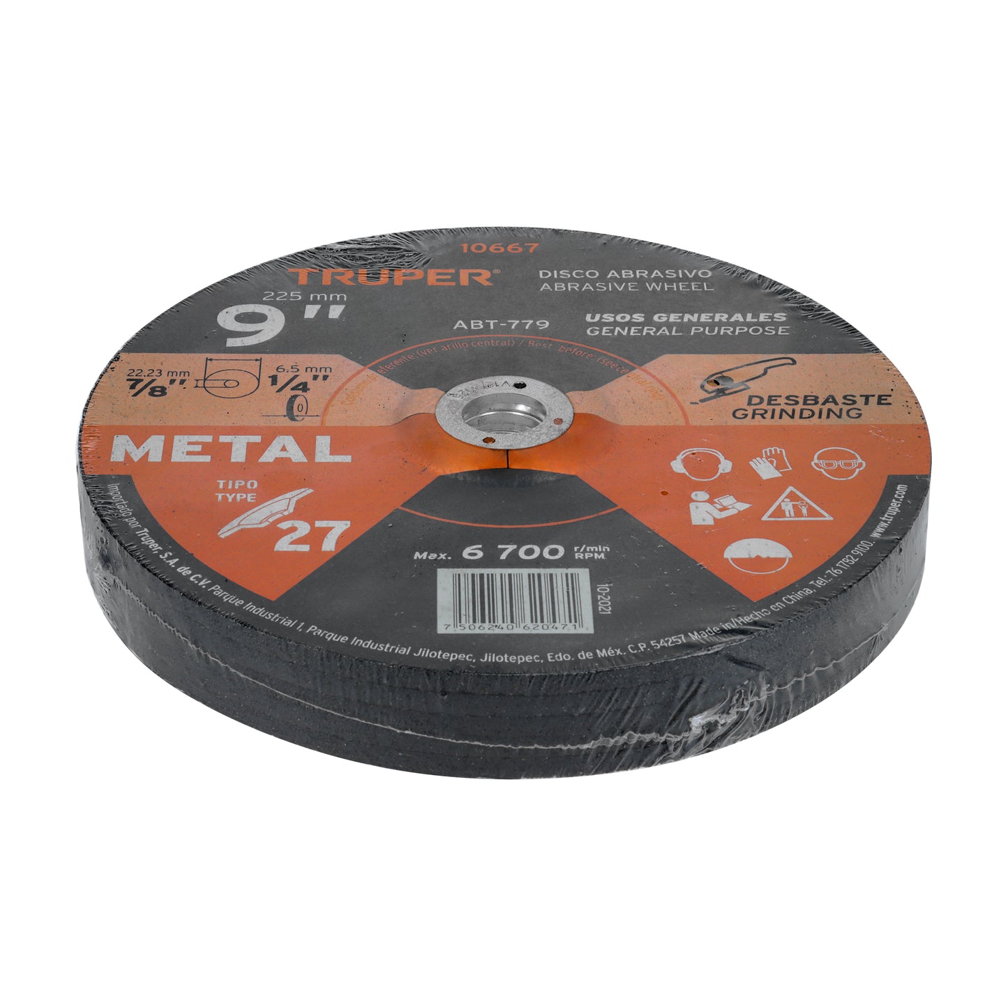 ABT-779 Disco para desbaste de metal, Tipo 27, diámetro 9"