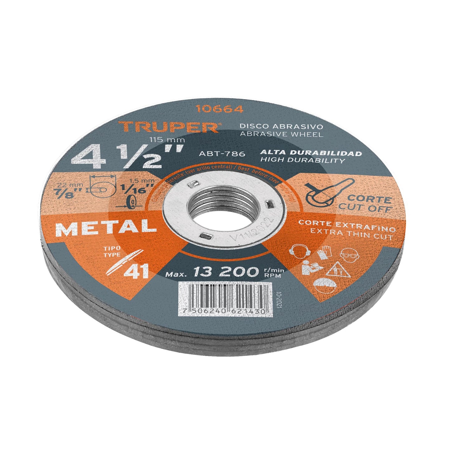 ABT-786 Disco para corte de metal, Tipo 41, 4-1/2", uso general