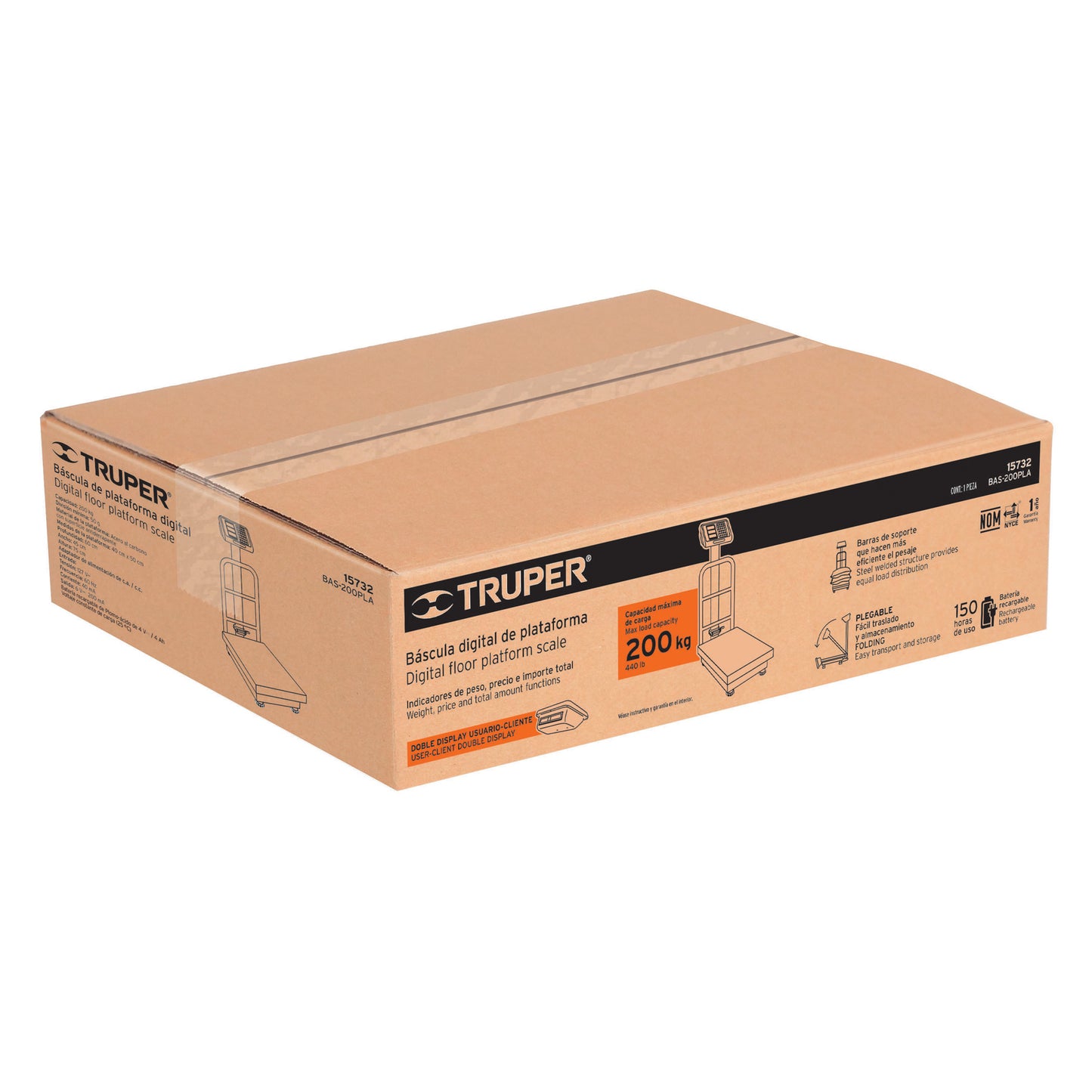 BAS-200PLA Báscula de plataforma, plegable, capacidad 200 kg