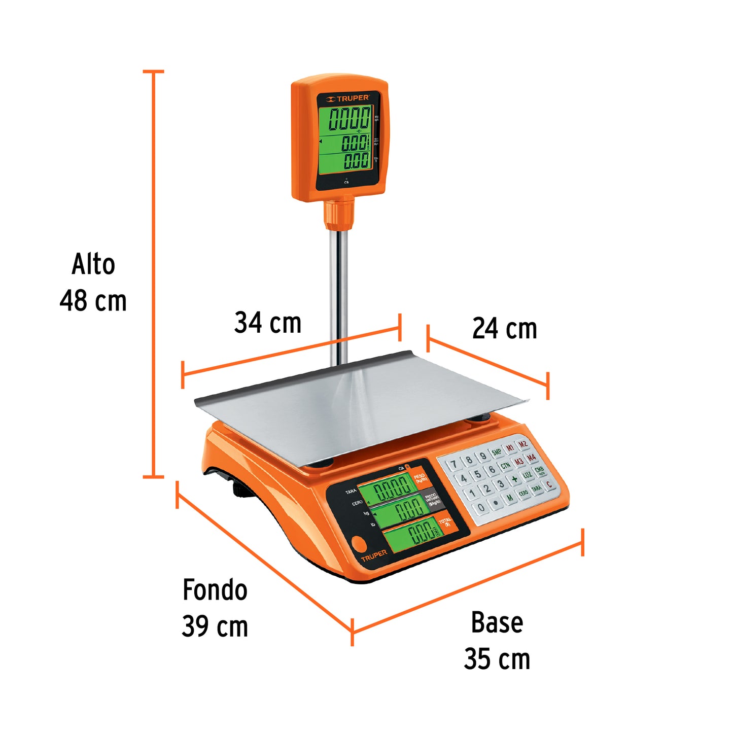 BASE-40T Báscula electrónica multifunciones con torreta, 40 kg