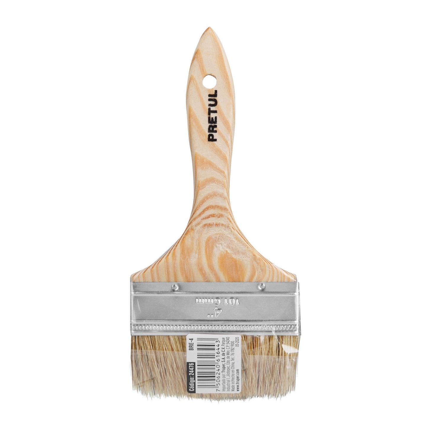 BRE-4 Brocha económica, mango de madera, 4", Pretul