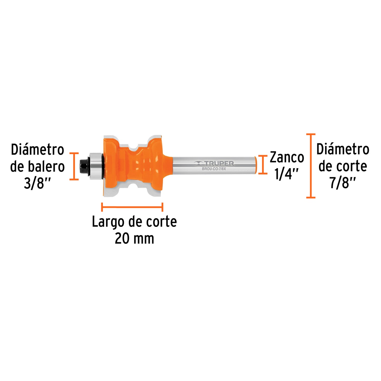 BROU-CO-7/8X Fresa collarin, 7/8" con balinera