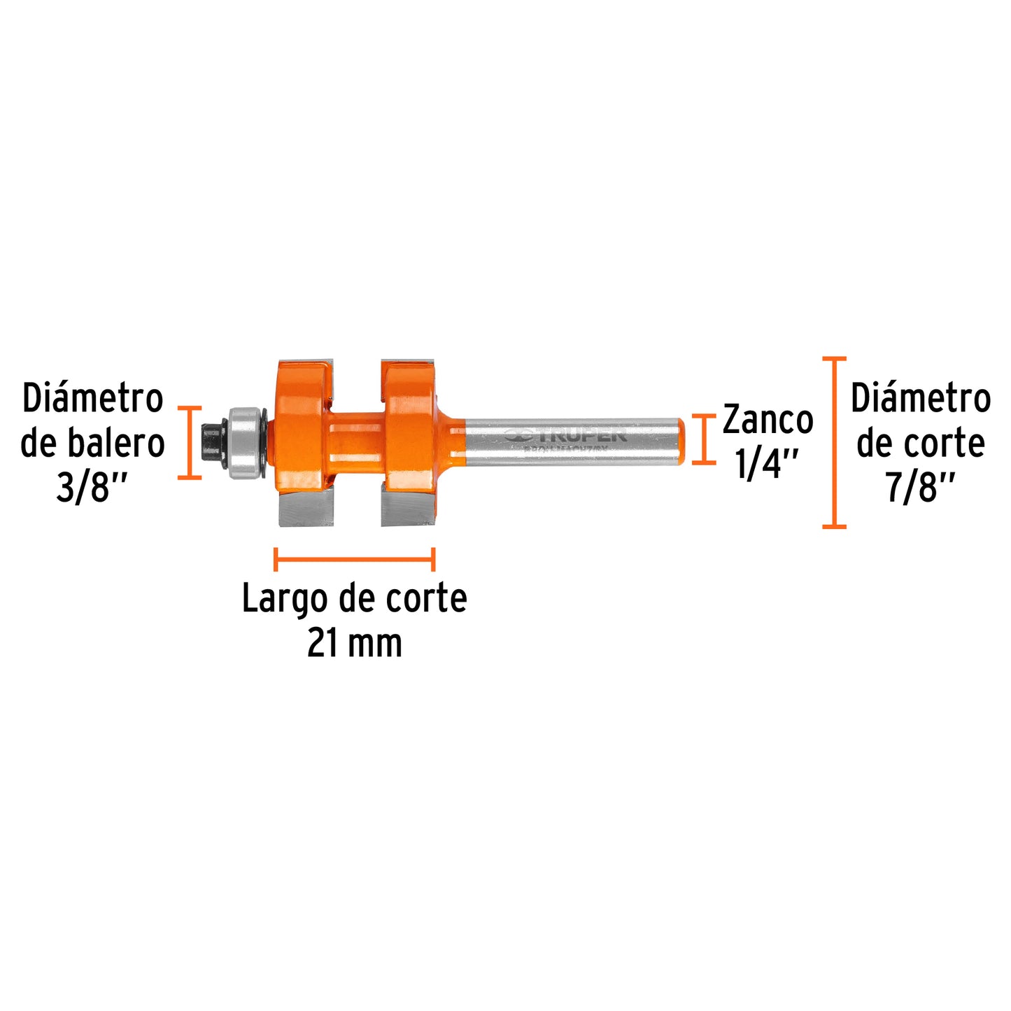 BROU-MACH7/8X Juego de machimbrador, 7/8", con balinera