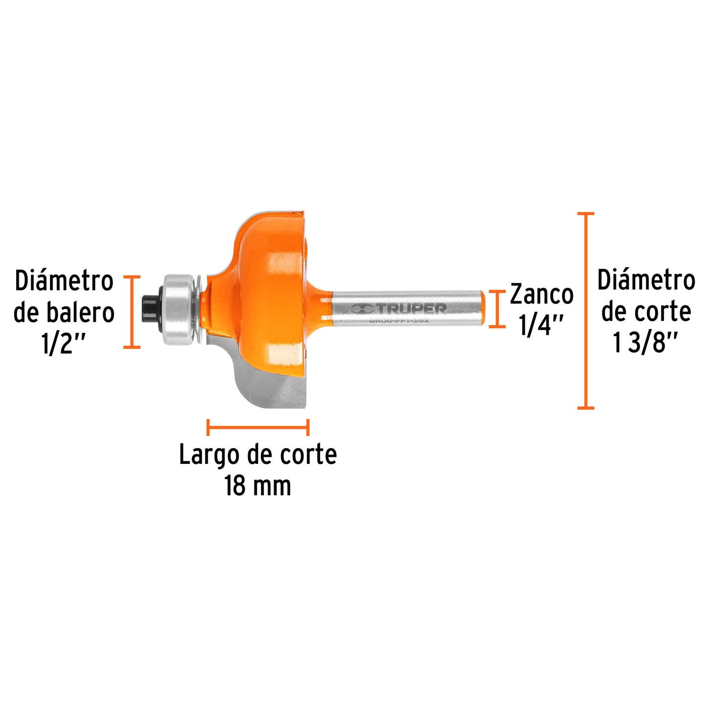 BROU-PP1-3/8X Fresa pecho paloma, 1-3/8" con balinera