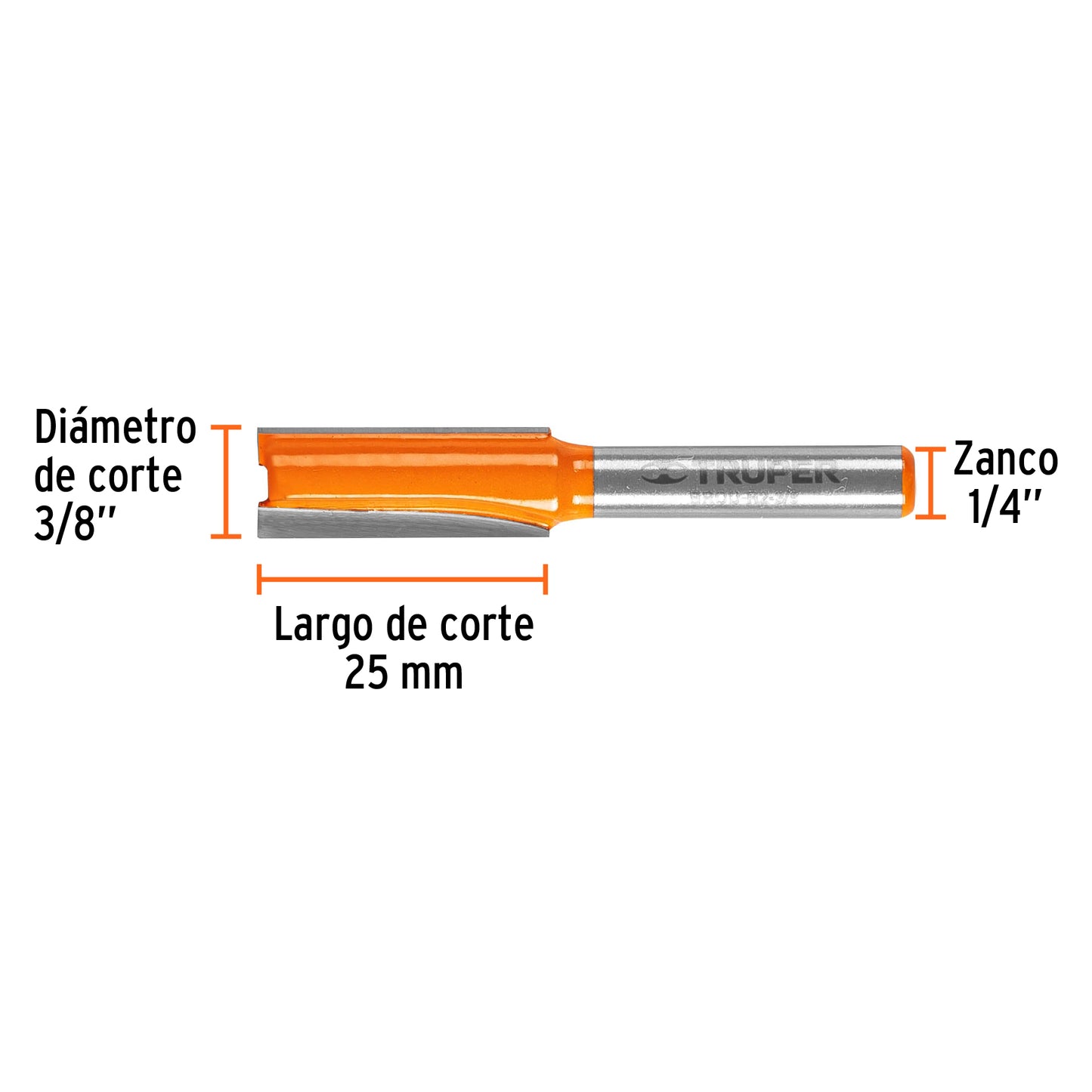 BROU-R2-3/8 Fresa recta 2 filos, 3/8"
