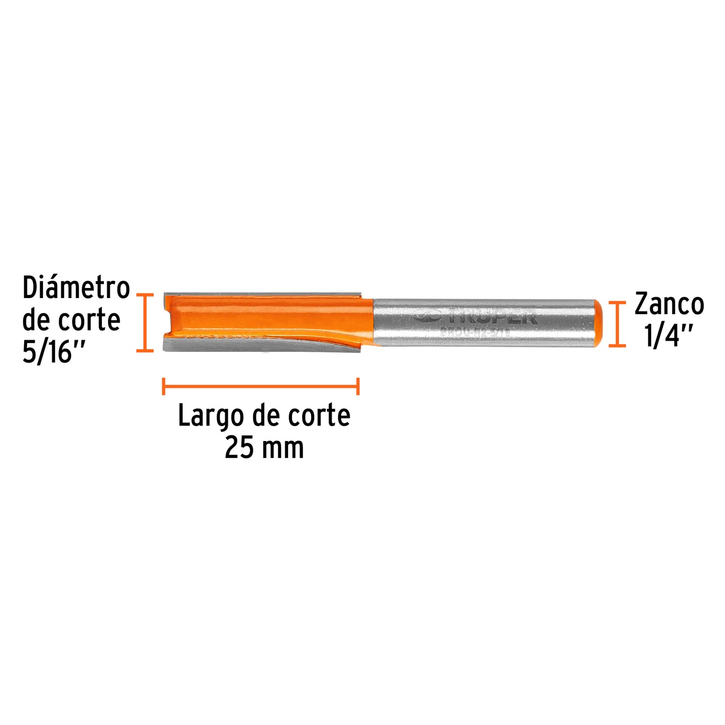 BROU-R2-5/16 Fresa recta 2 filos, 5/16"