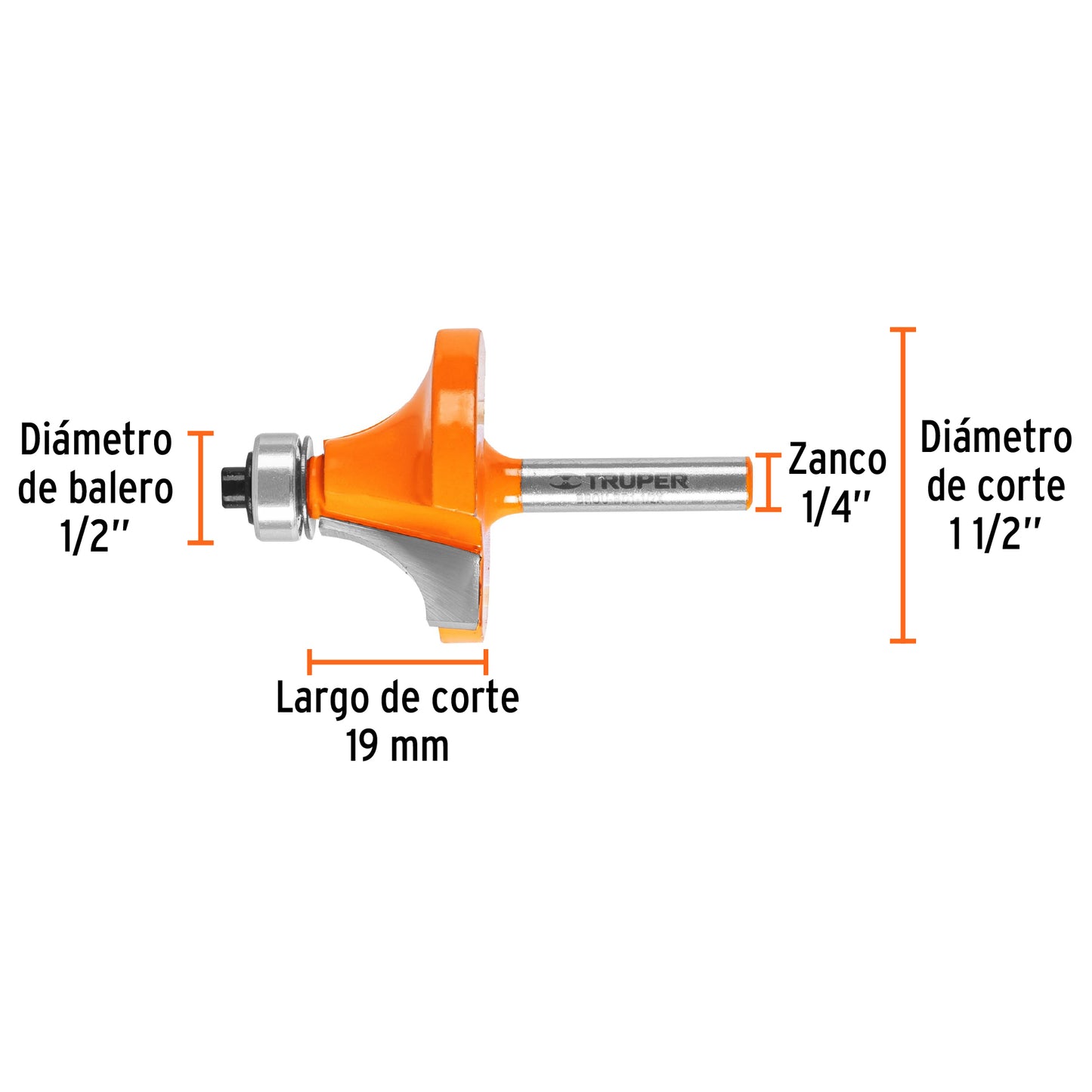 BROU-RD1-1/2X Fresa redondeado, 1-1/2" con balinera