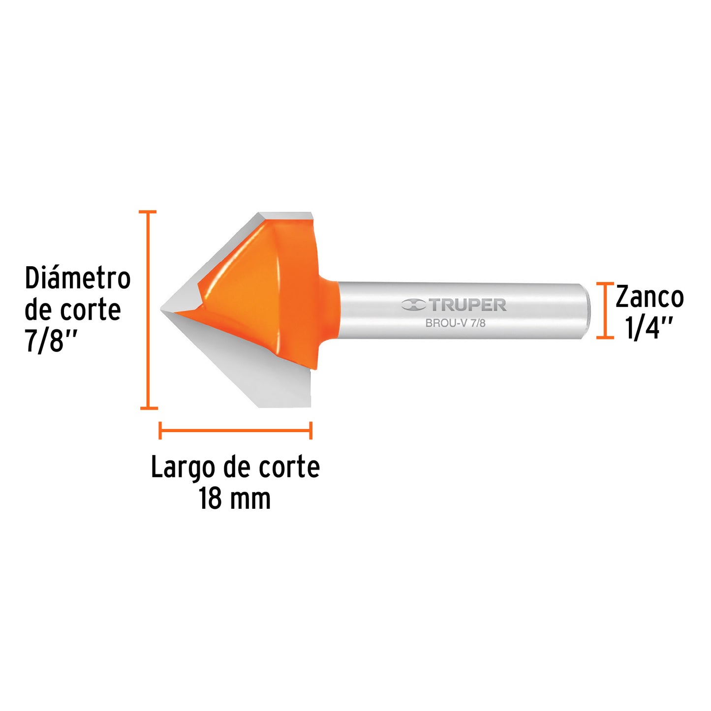 BROU-V7/8 Fresa corte en "V", 7/8"