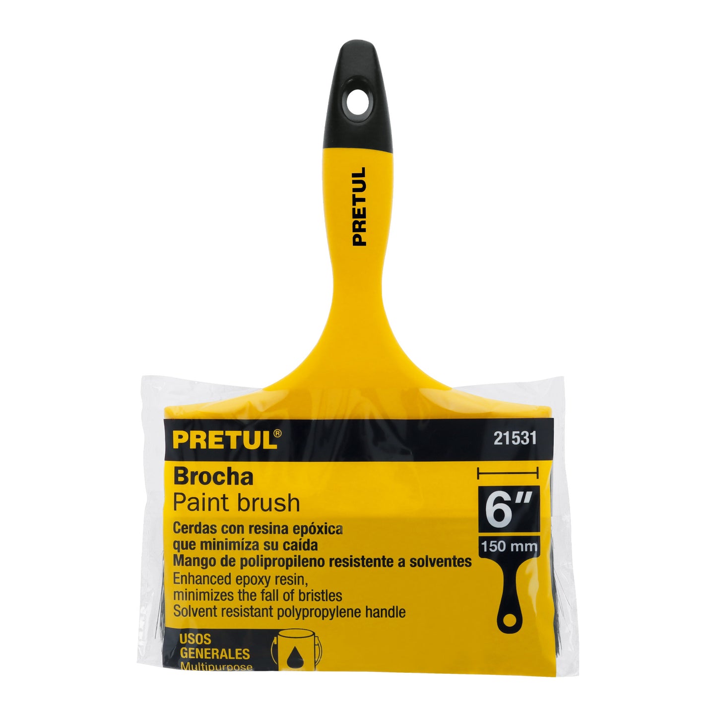BRP-6 Brocha con mango de plástico, 6", Pretul