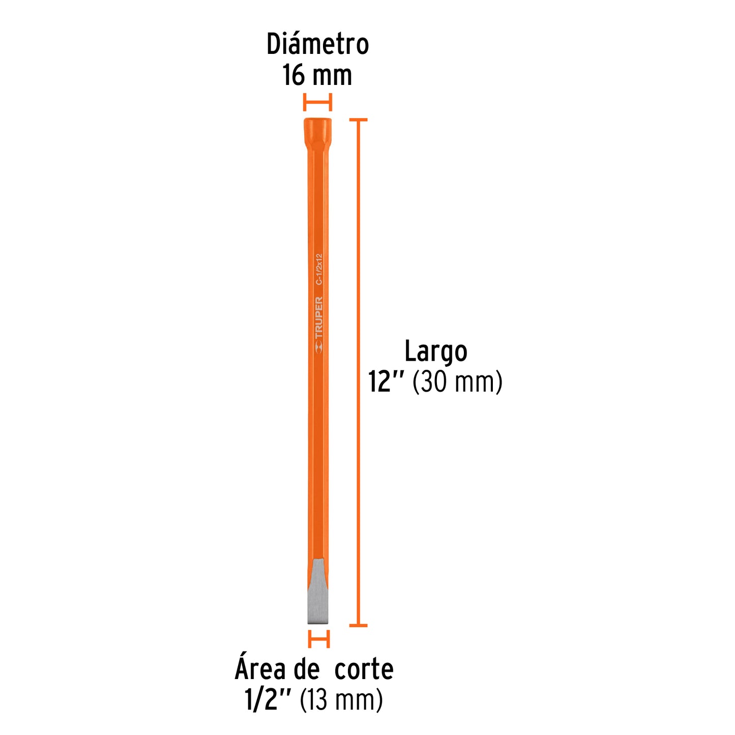 C-1/2X12 Cincel de corte frío, 1/2 x 12'