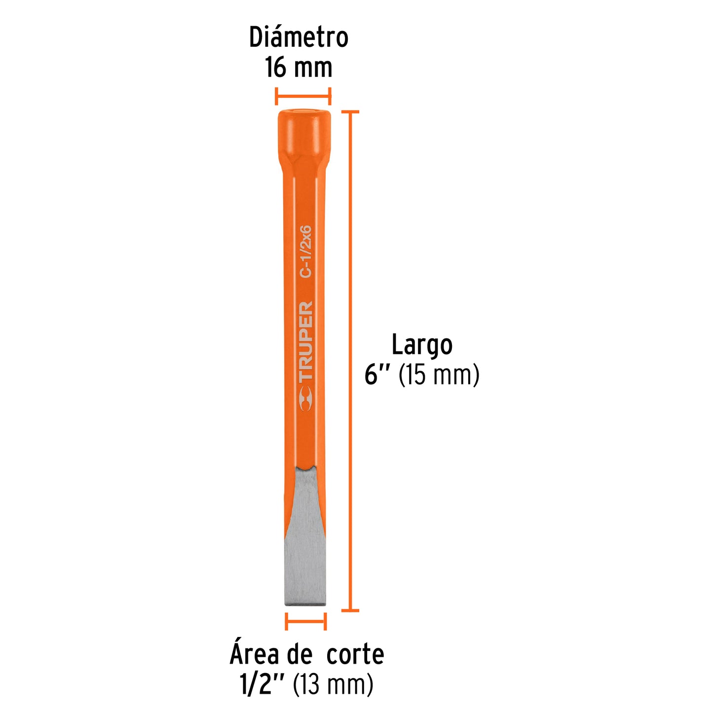 C-1/2X6 Cincel de corte frío, 1/2 x 6'
