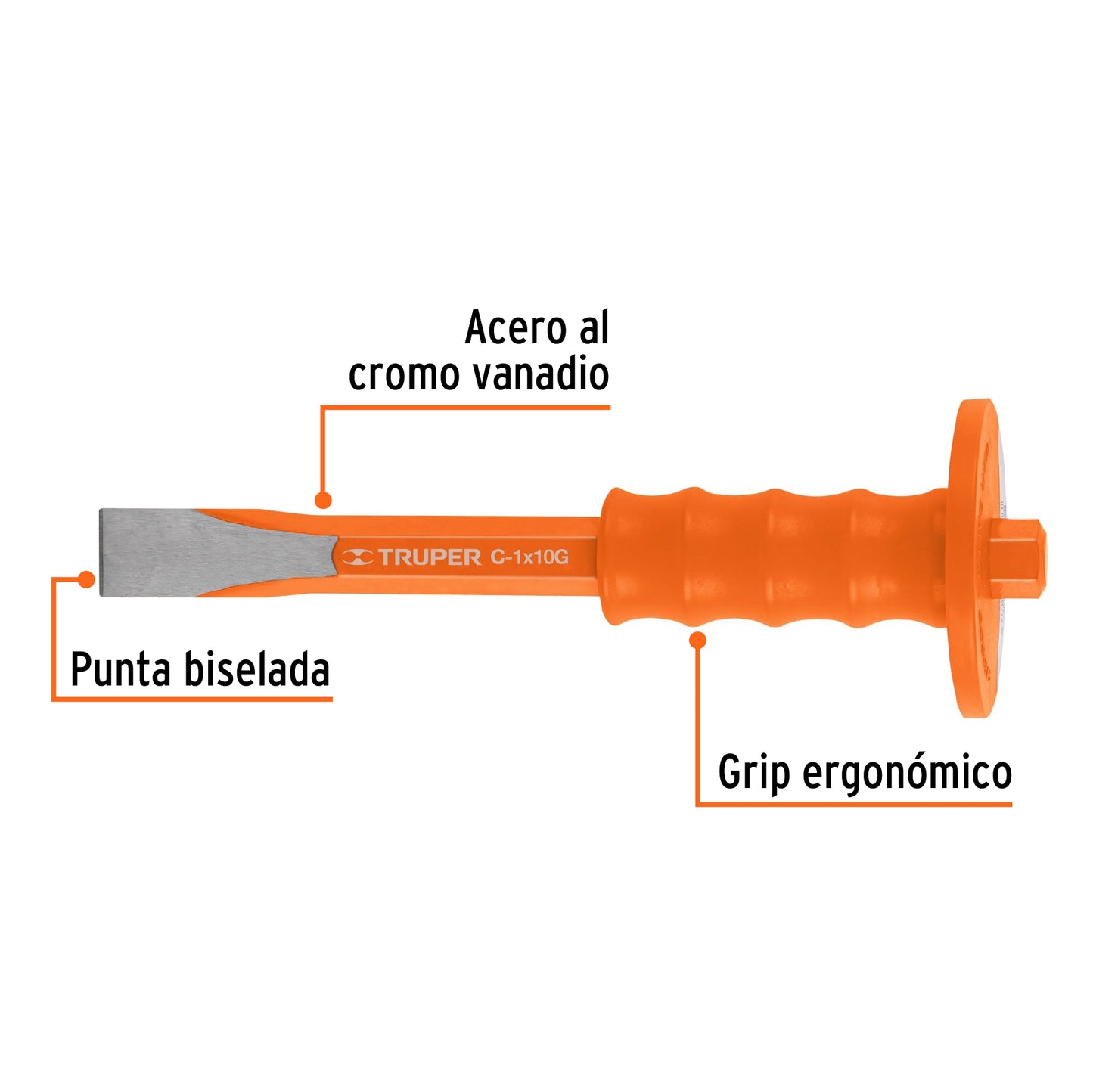 C-1X10G Cincel de corte frío, 1 x 10" con grip