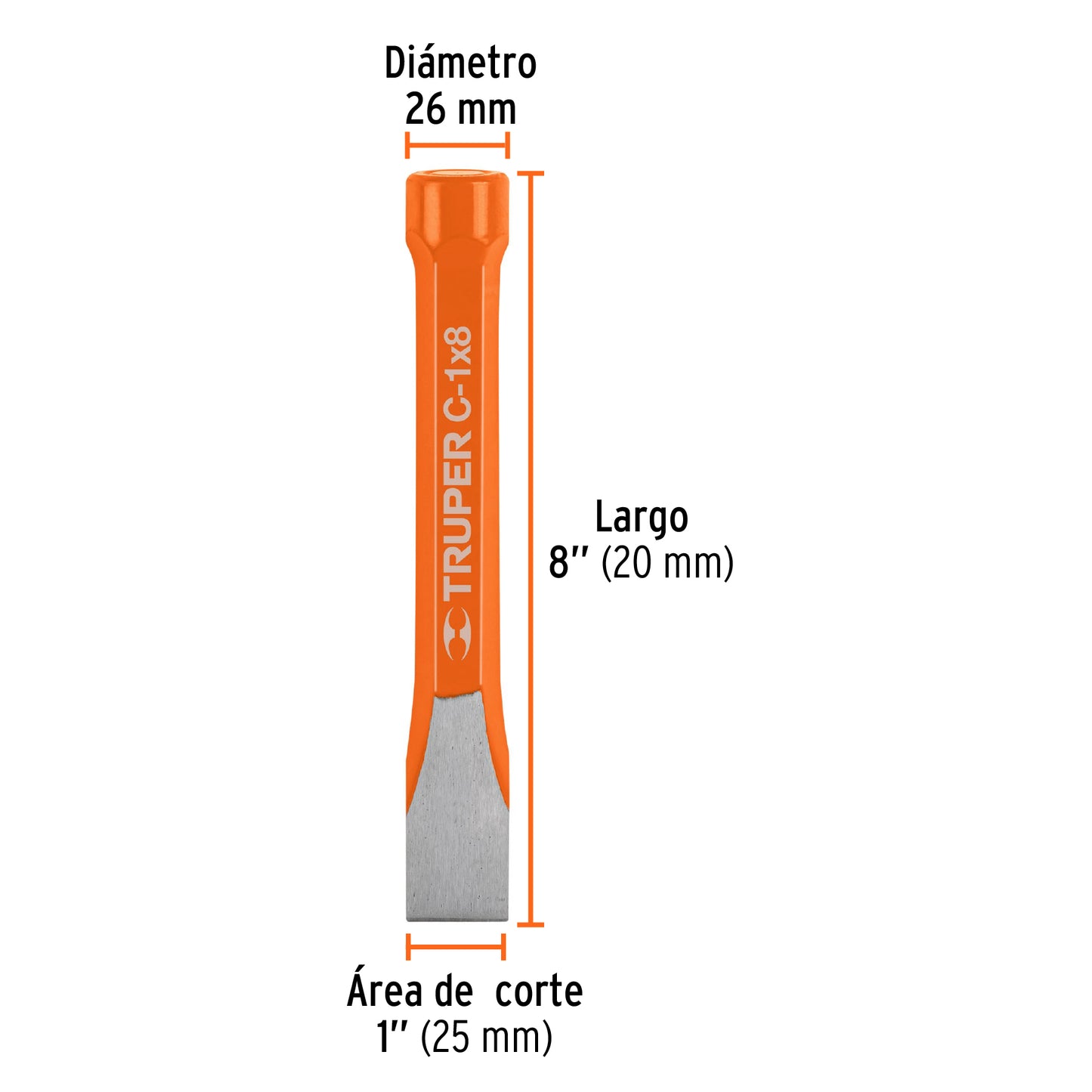C-1X8 Cincel de corte frío, 1 x 8'