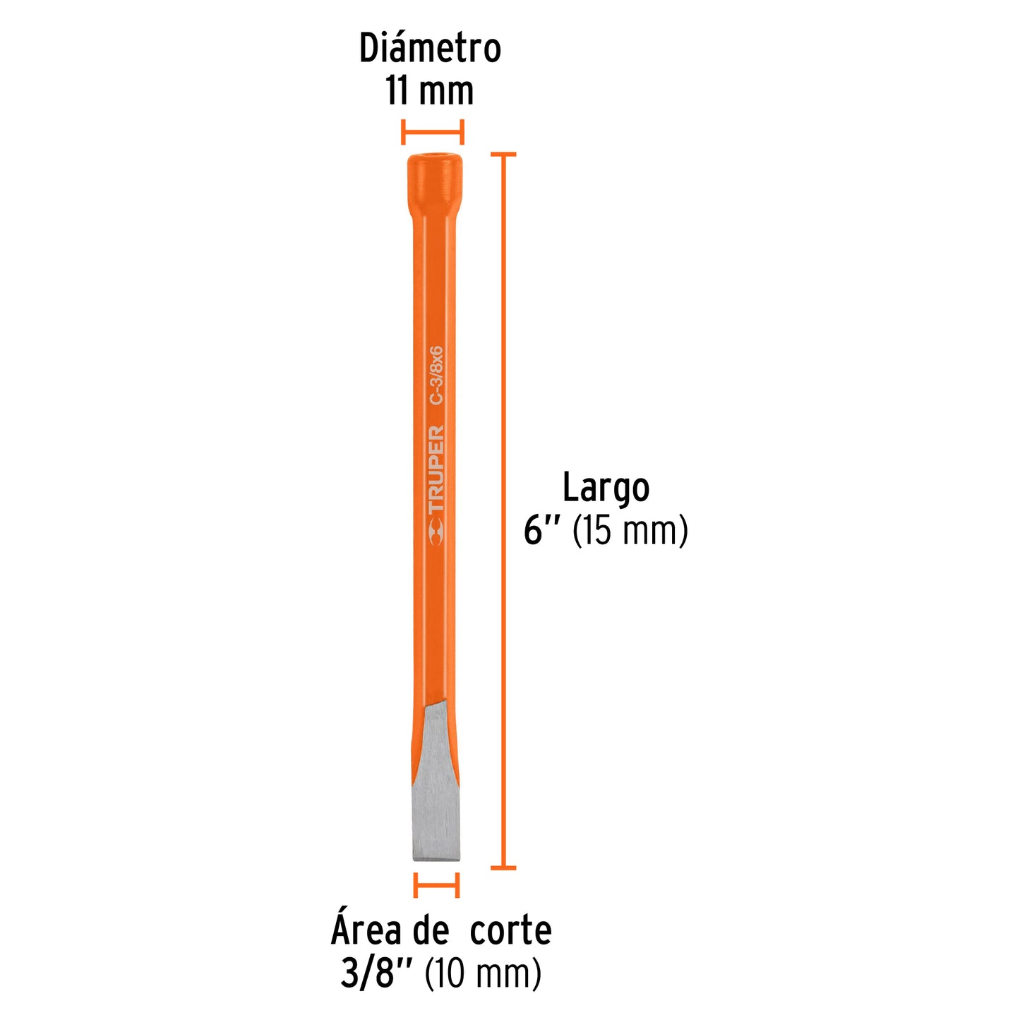 C-3/8X6 Cincel de corte frío, 3/8 x 6'