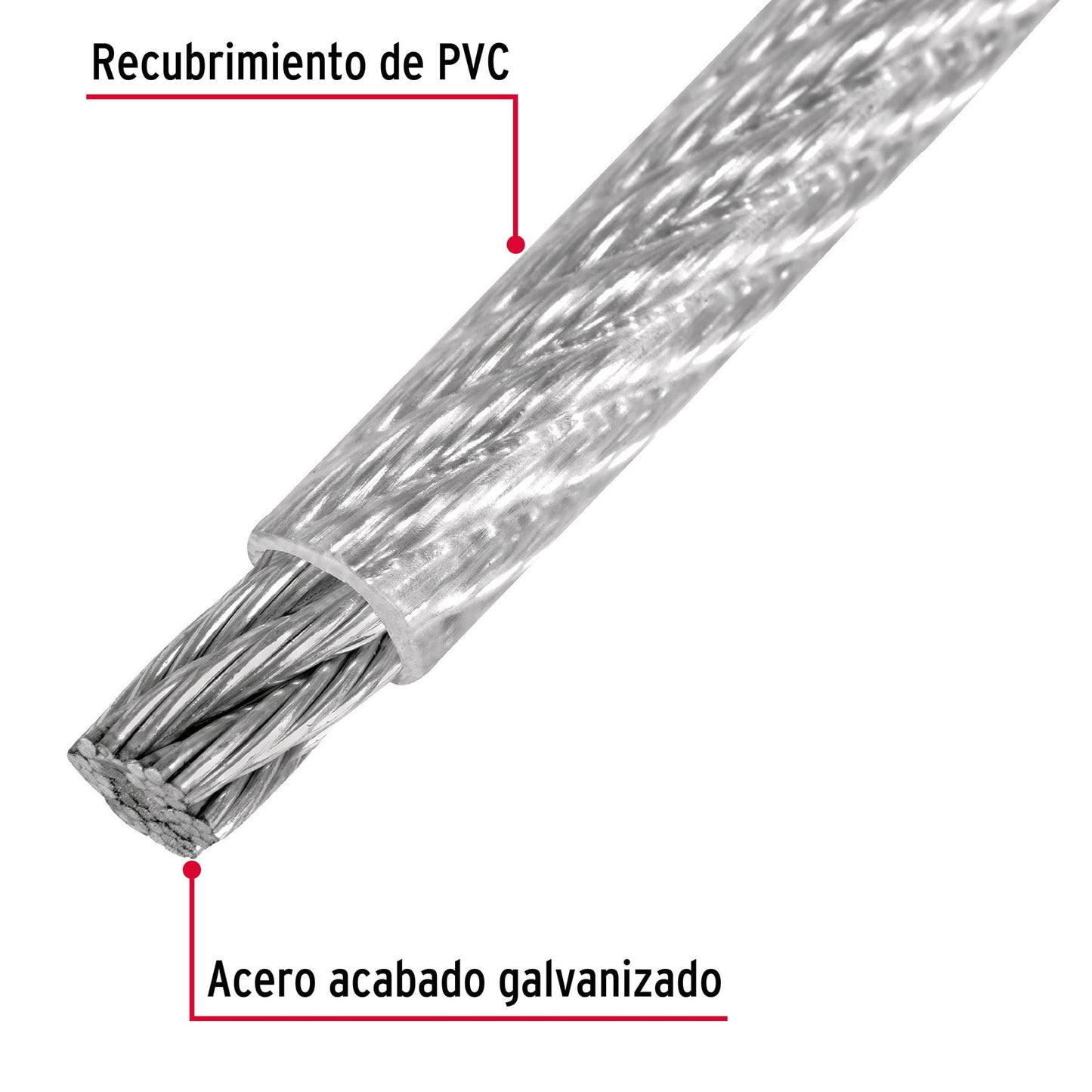 CAB-1/8RX Guaya de acero 1/8", recubierto PVC