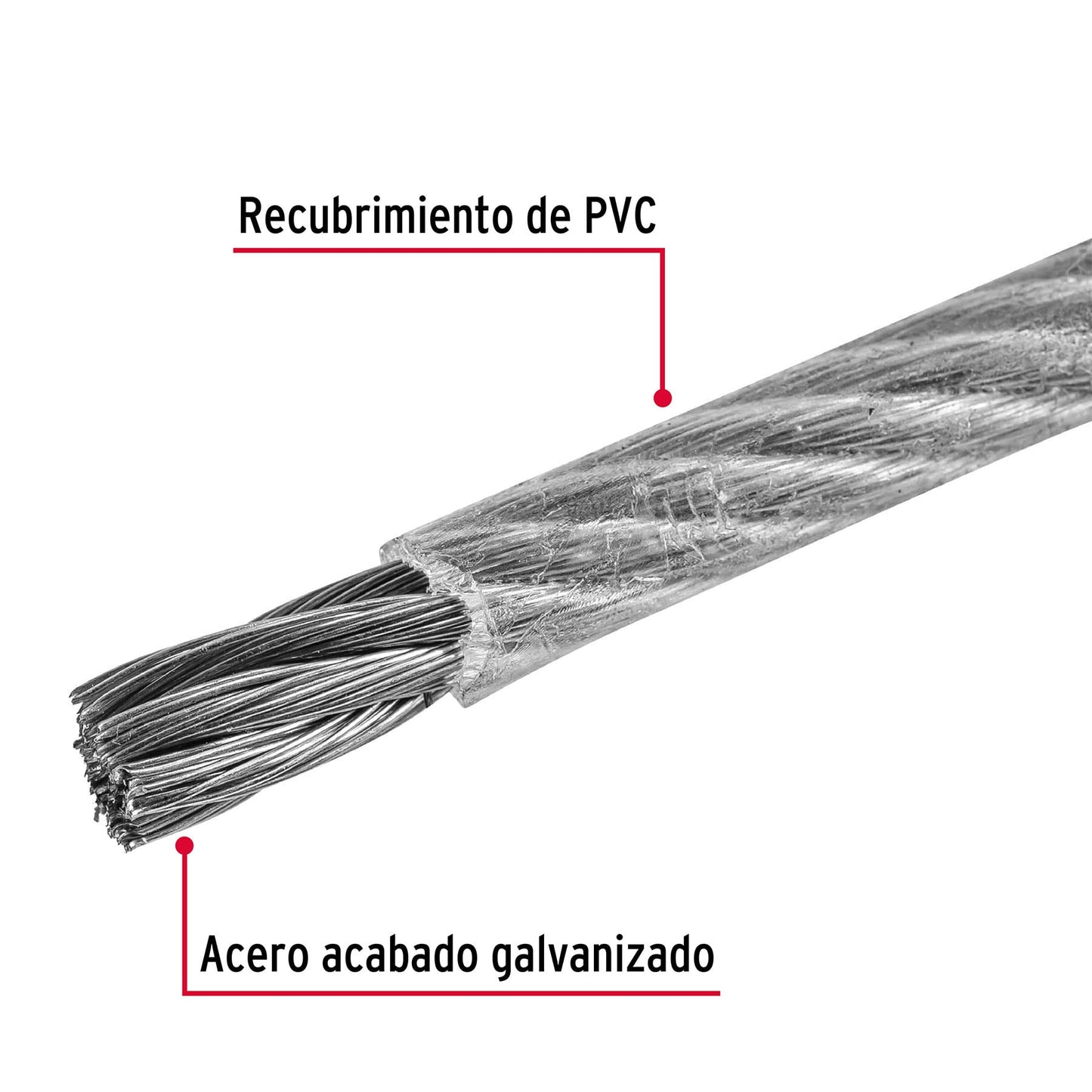 CAB-3/16FX Guaya flexible de acero 3/16", recubierto PVC