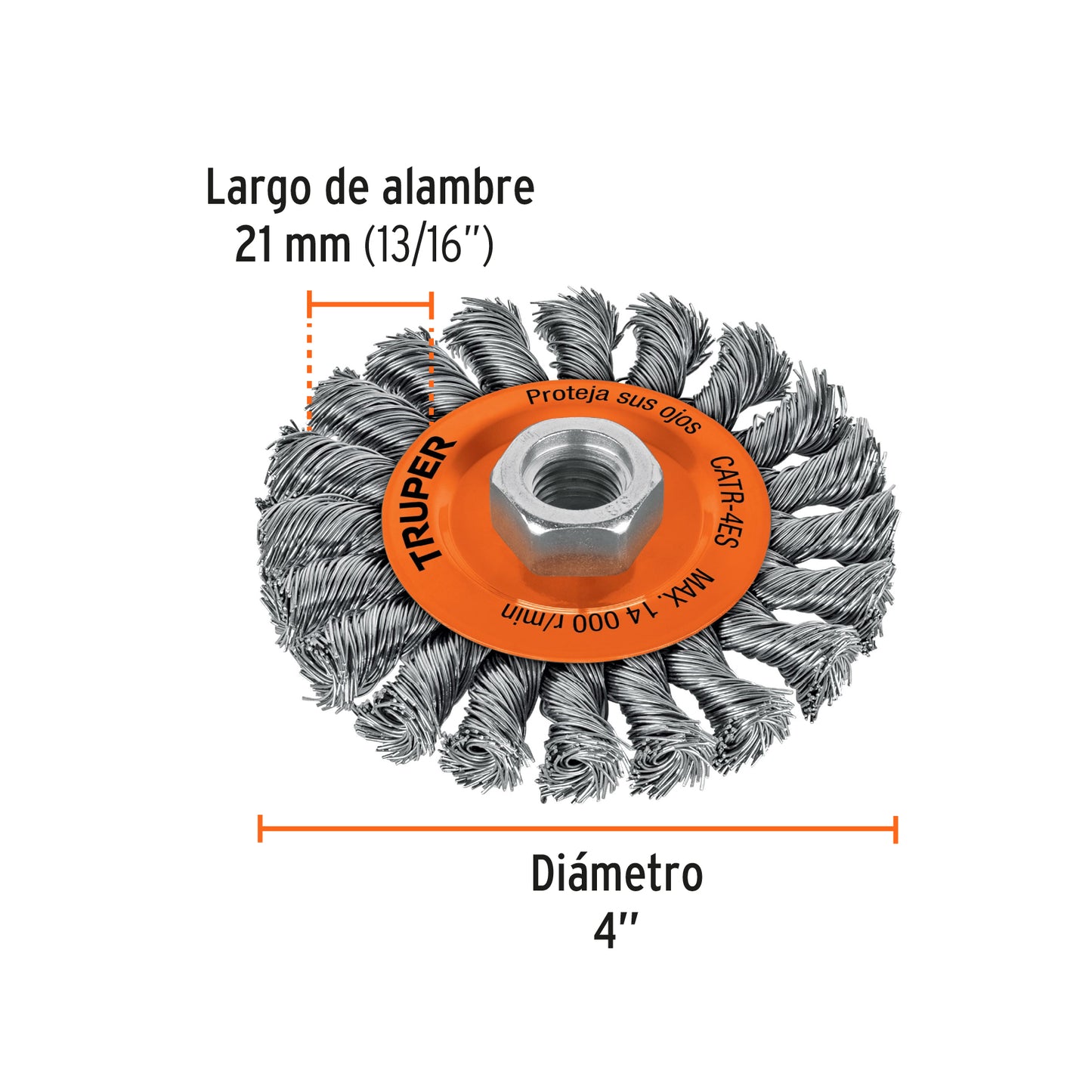 CATR-4ES Grata cir. trenzada p/esmeriladora 4"