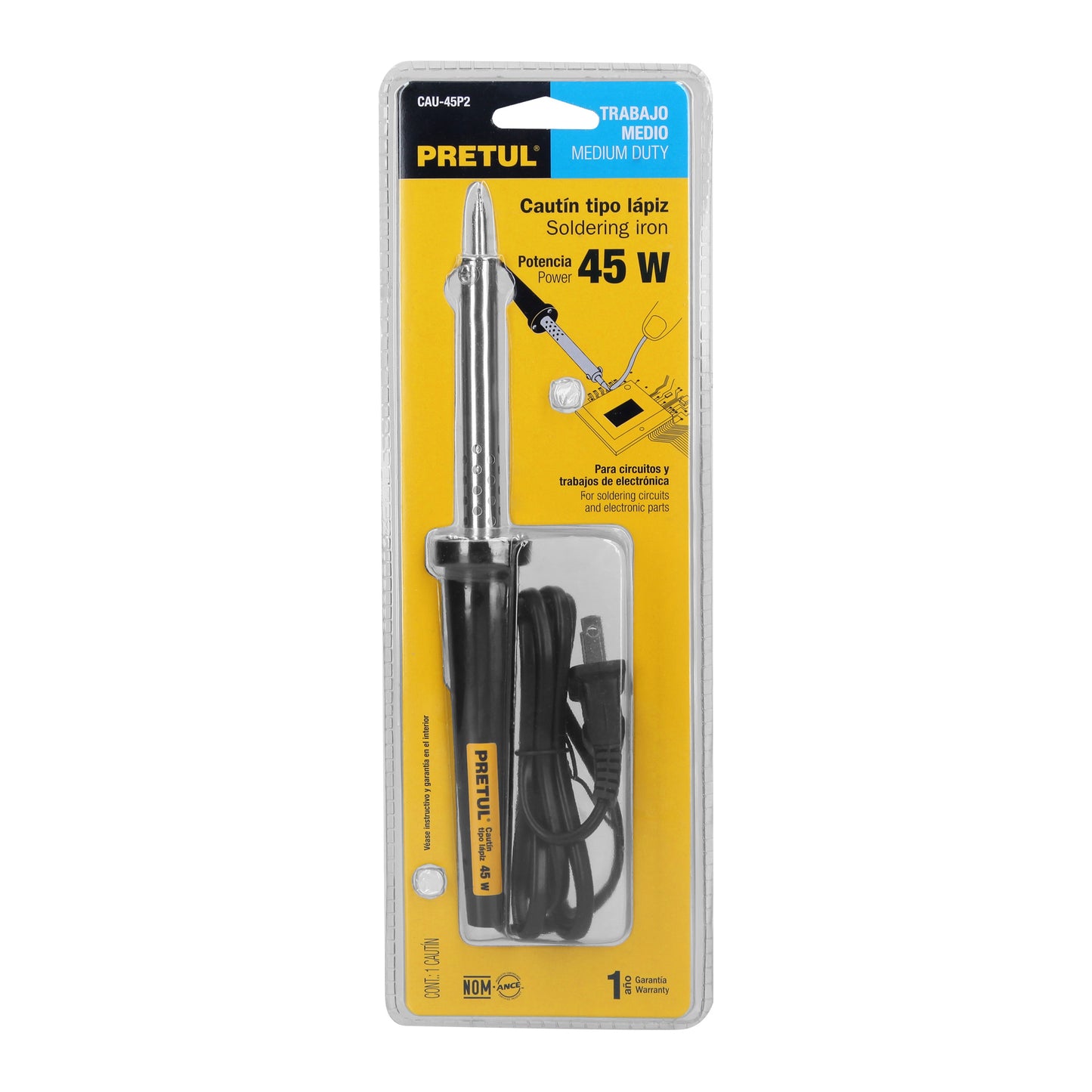 CAU-45P2 Cautín tipo lápiz de 45 watts sin accesorios, Pretul