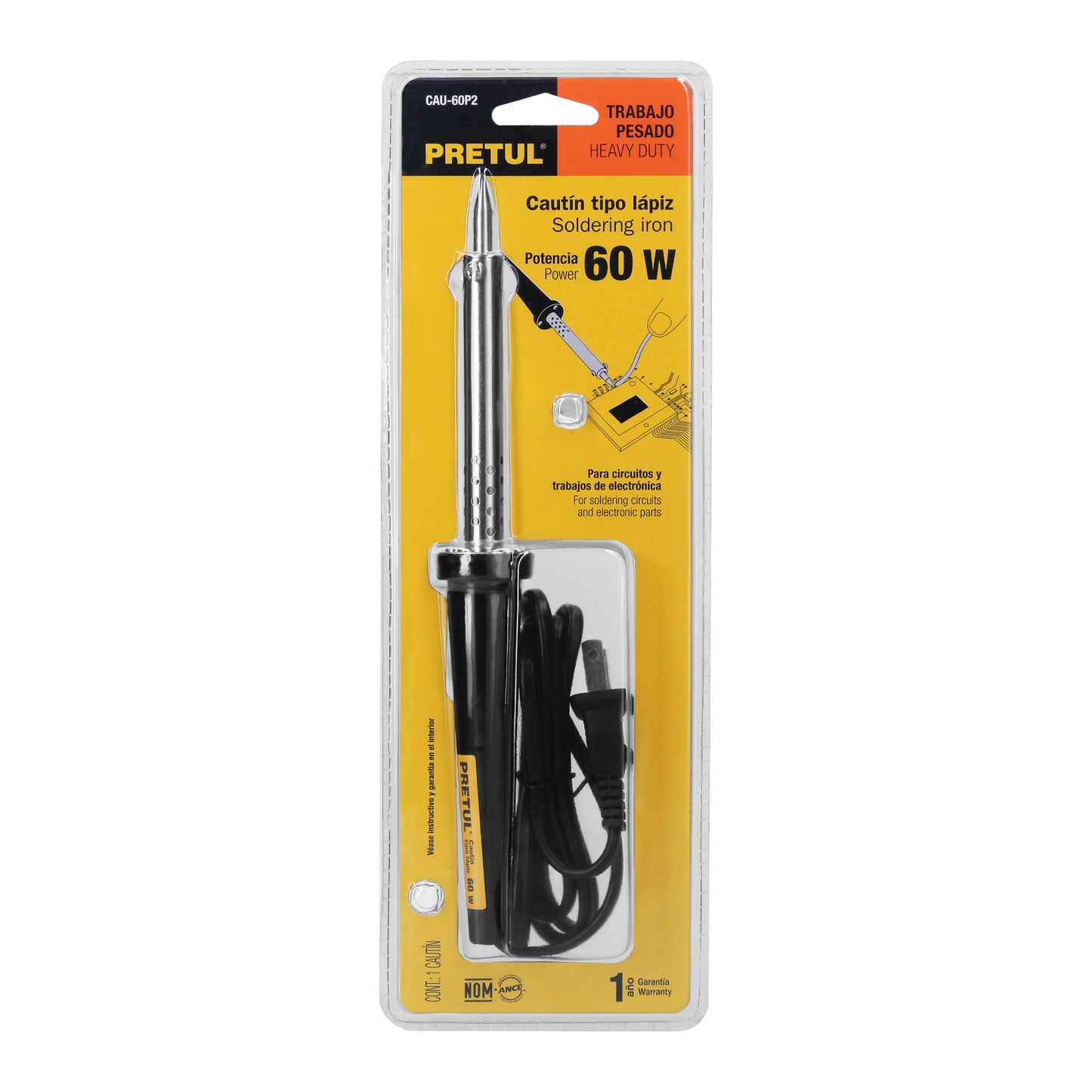 CAU-60P2 Cautín tipo lápiz de 60 watts sin accesorios, Pretul