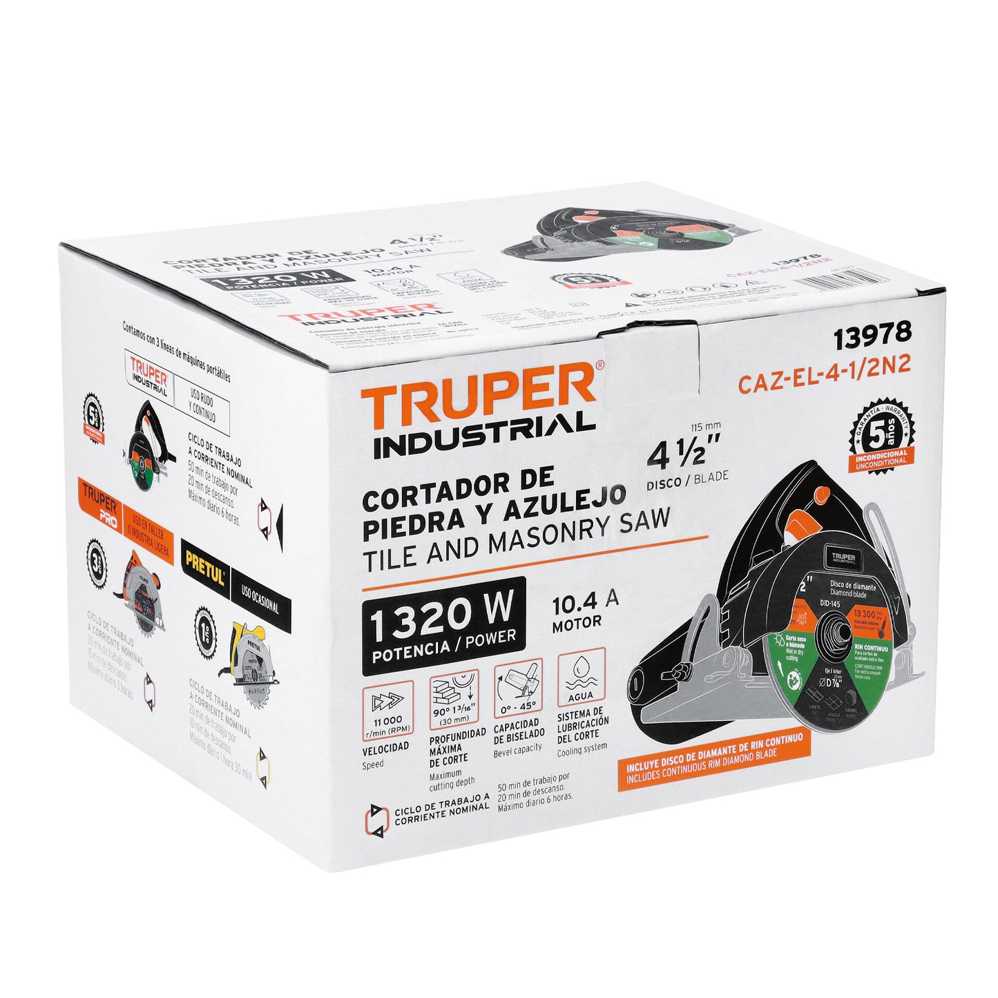 CAZ-EL-4-1/2N2 Corta de baldosas eléctrico 4 1/2", industrial
