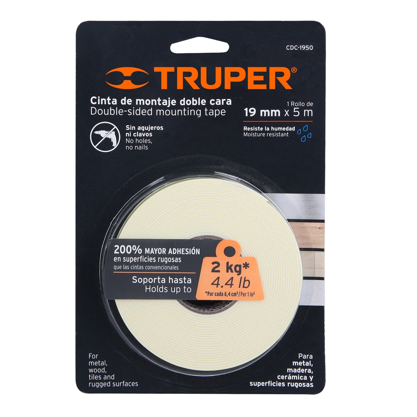 CDC-1950 Cinta doble faz de 19 mm x 5 m