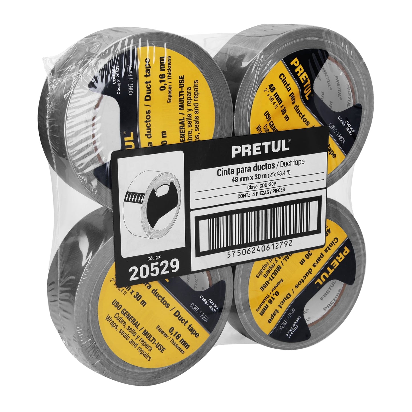 CDU-30P Cinta para ducto, 30 m, Pretul