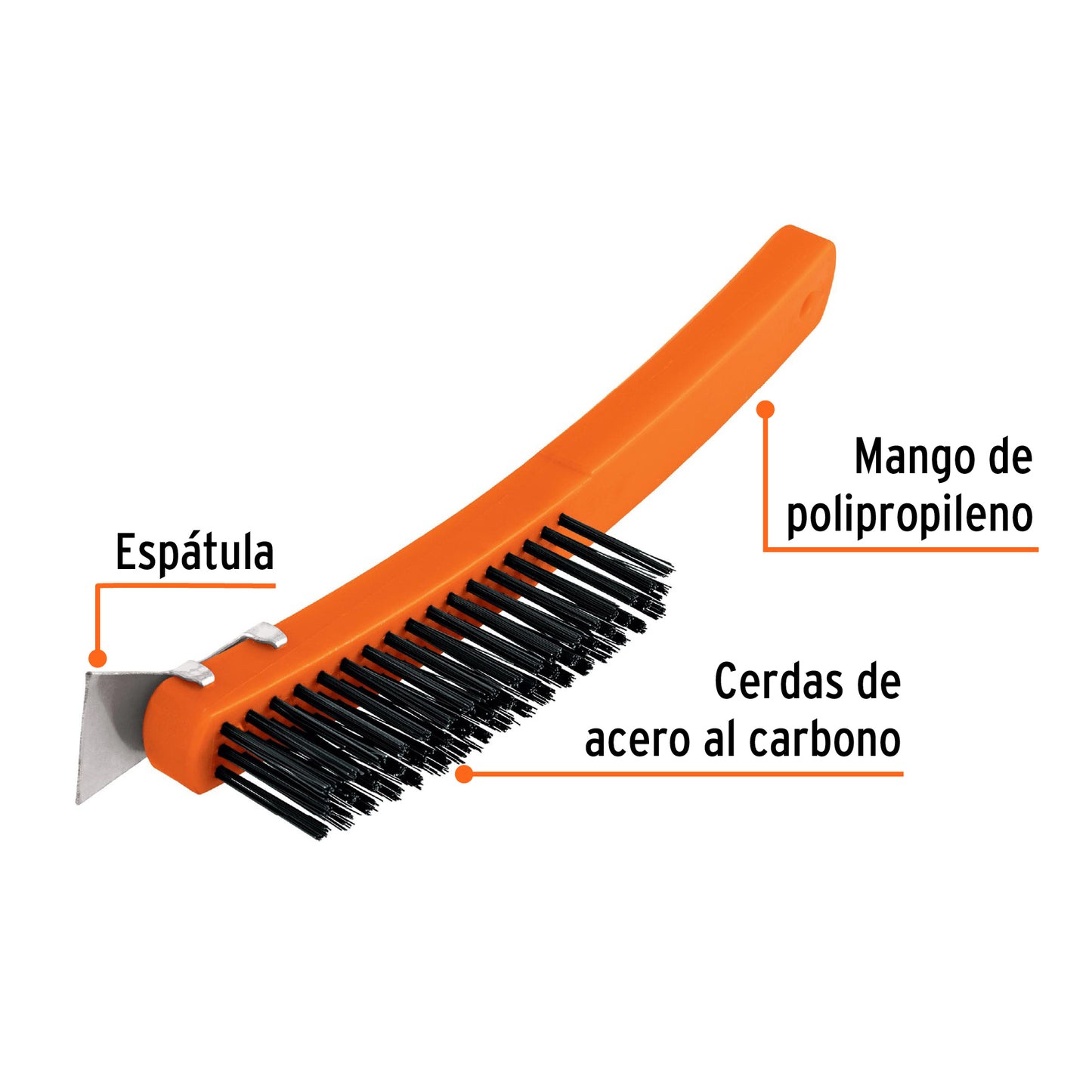 CEA-18E Cepillo de grata con espátula, acero al carbono, 51 pinceles