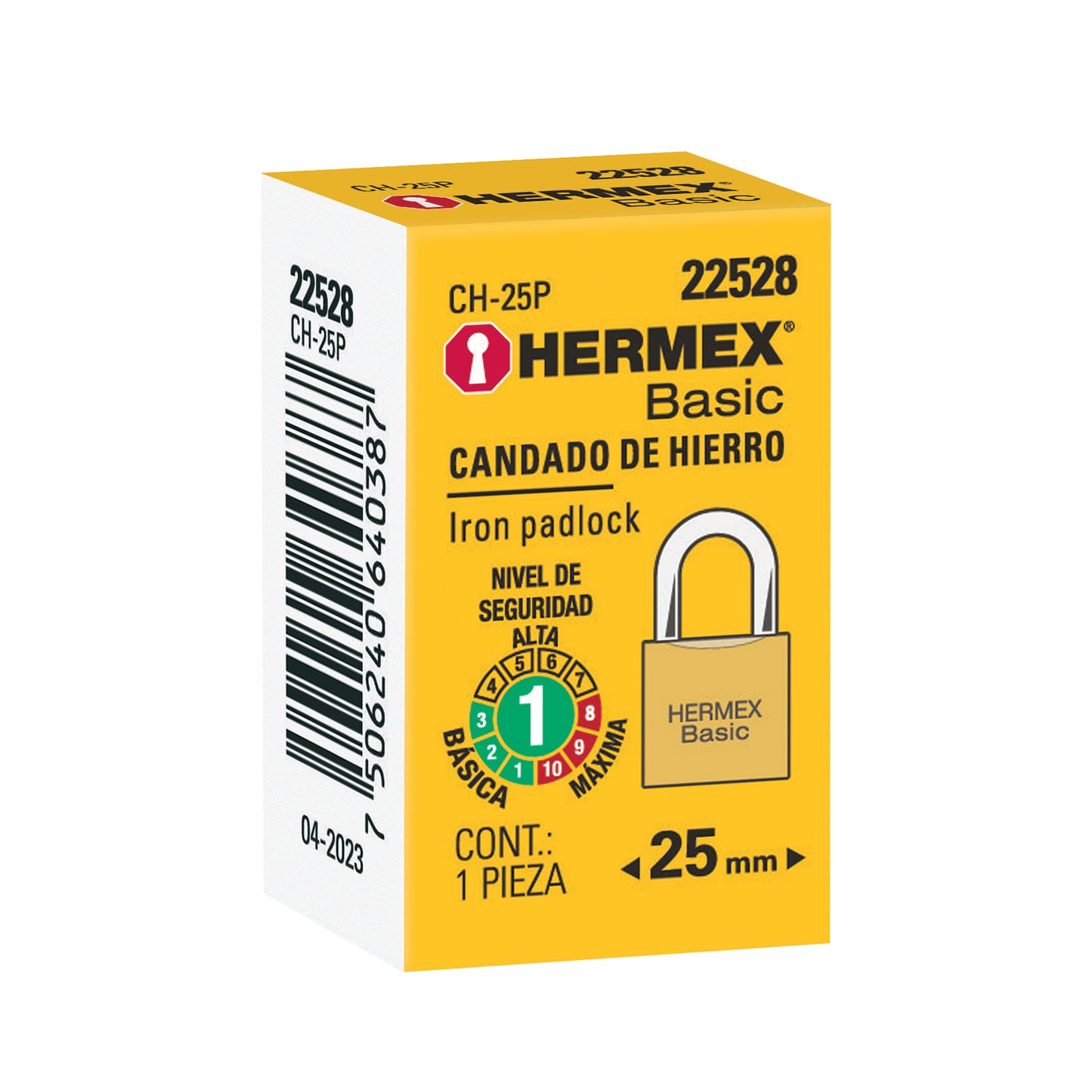 CH-25P Candado de hierro, 25 mm, Hermex Basic